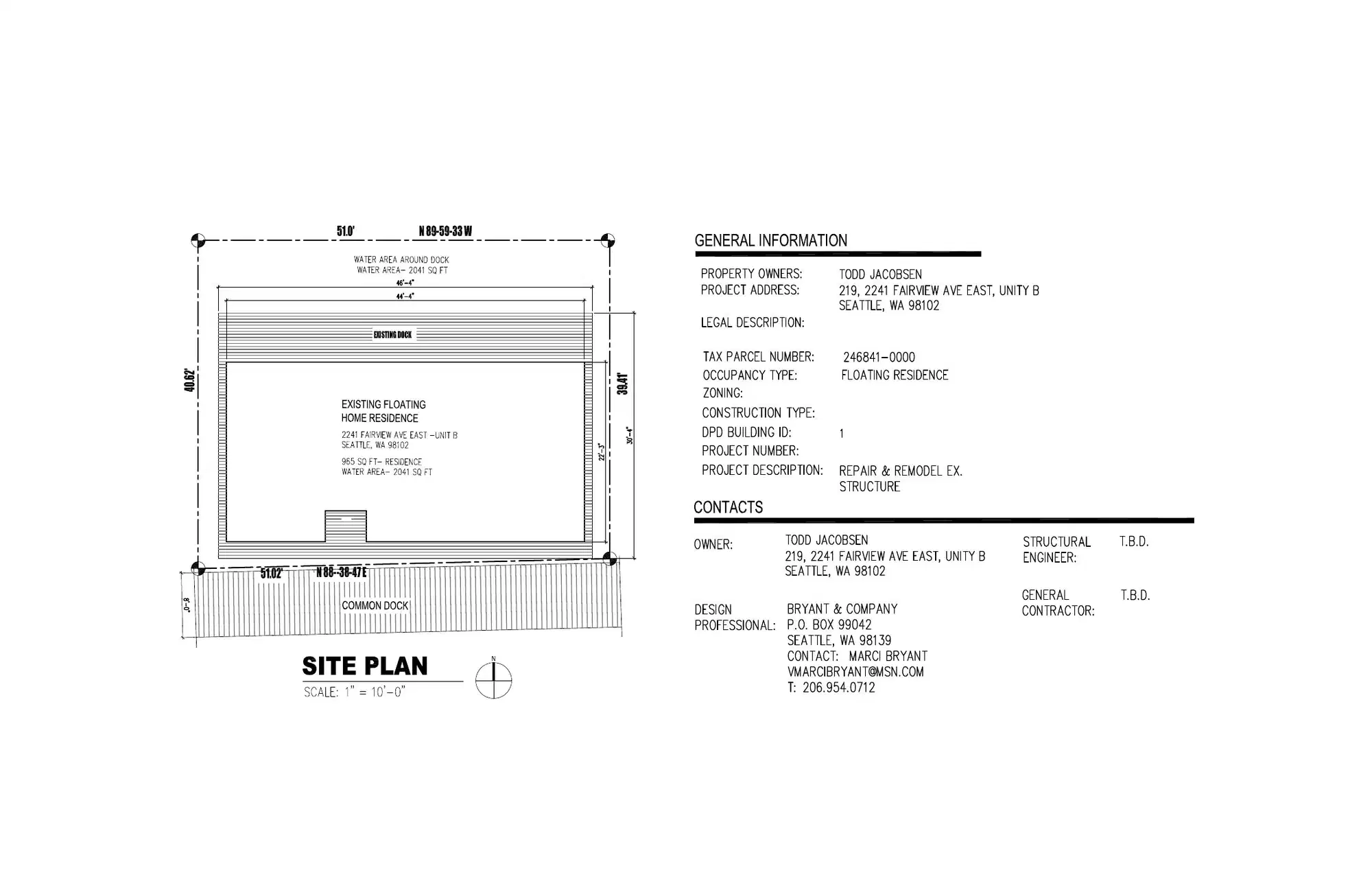 Site plan for 2241 Fairview Ave E