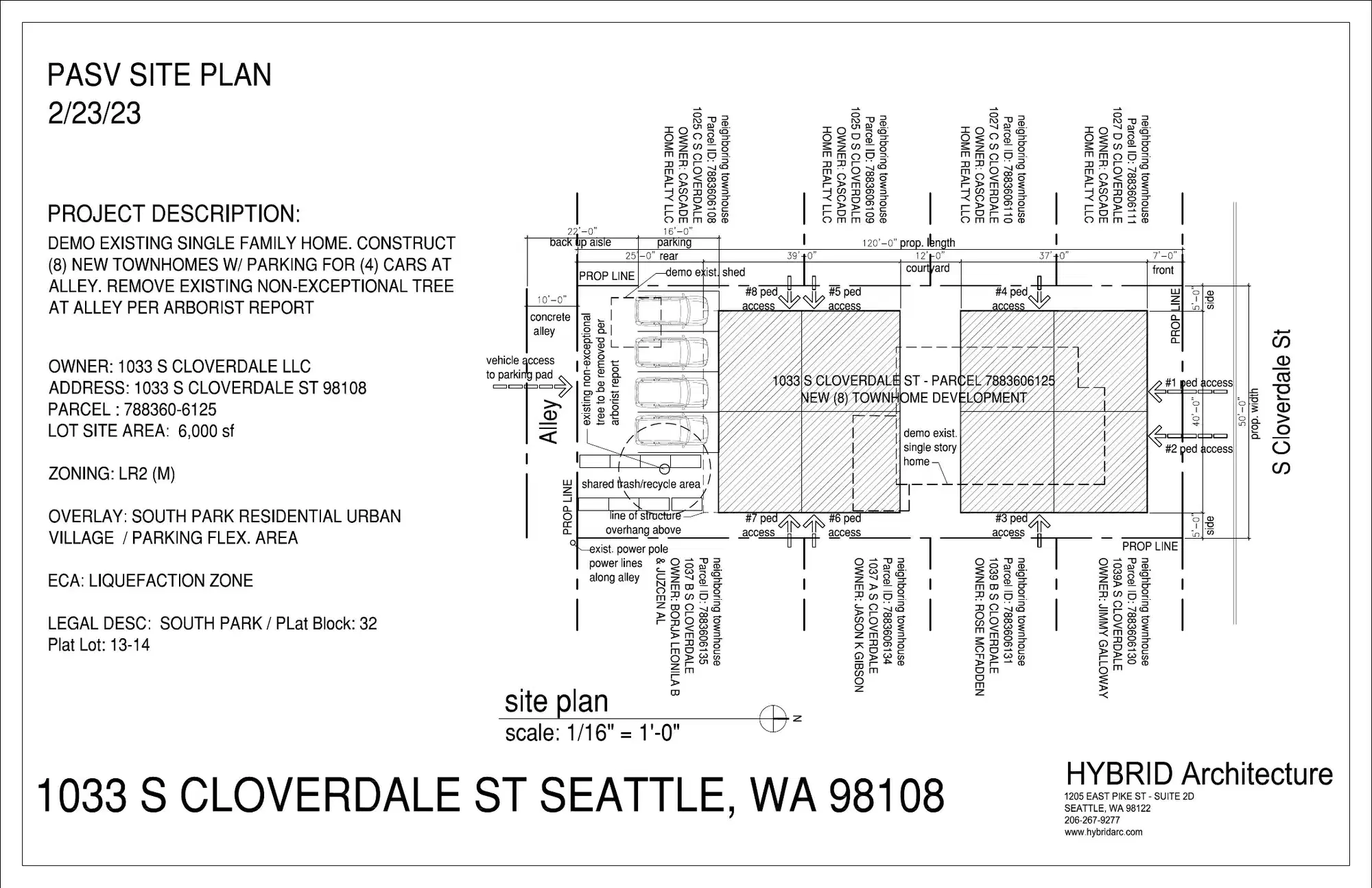 Site plan for 1033 S Cloverdale St