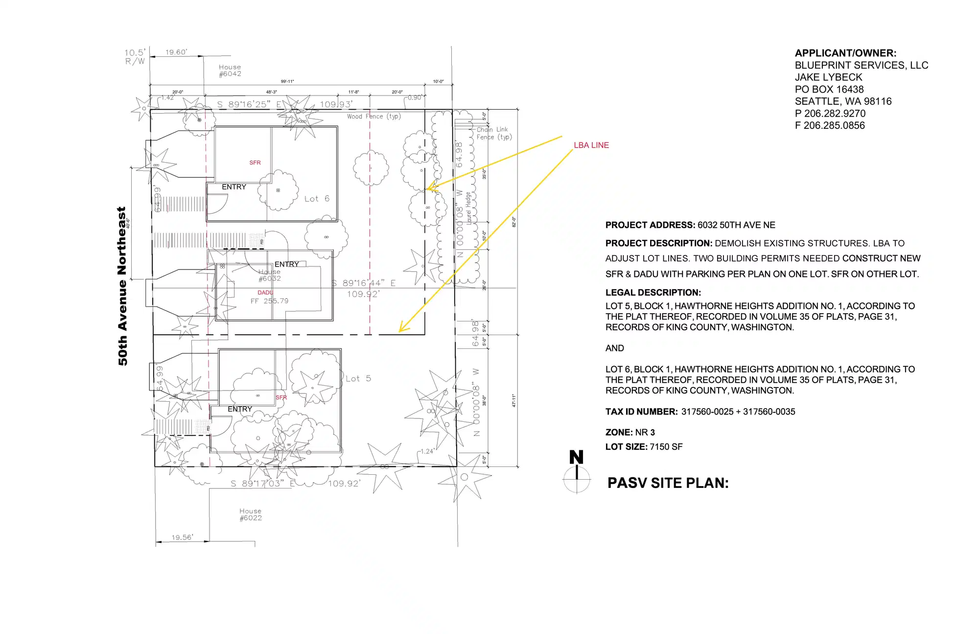 Site plan for 6038 50th Ave NE
