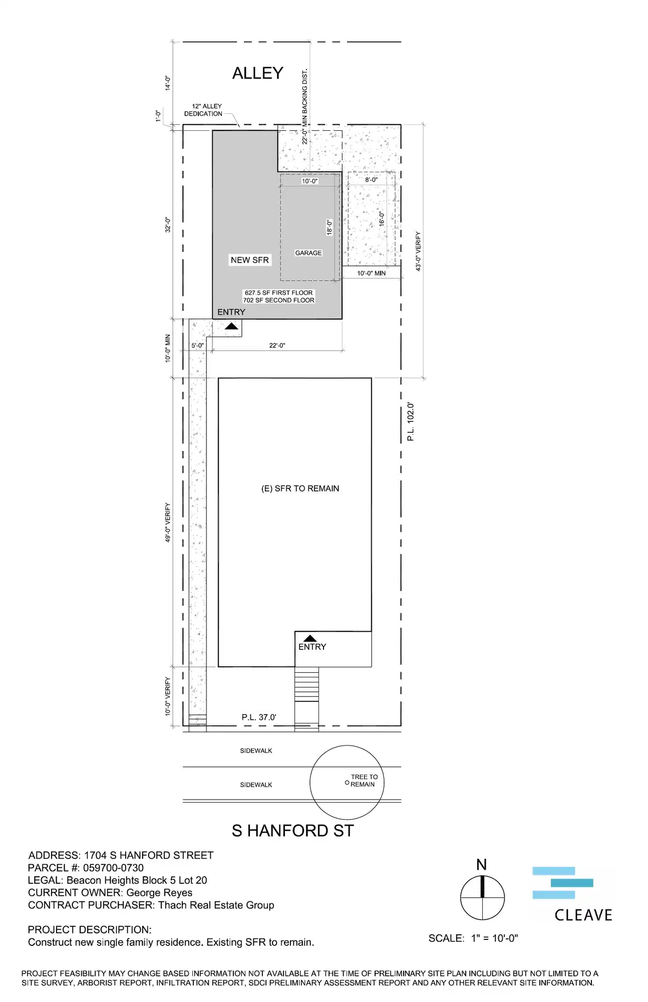 Site plan for 1706 S Hanford St