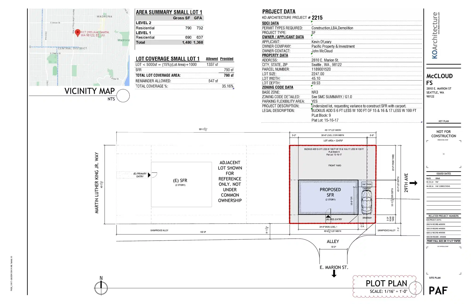 Site plan for 2810 E Marion St