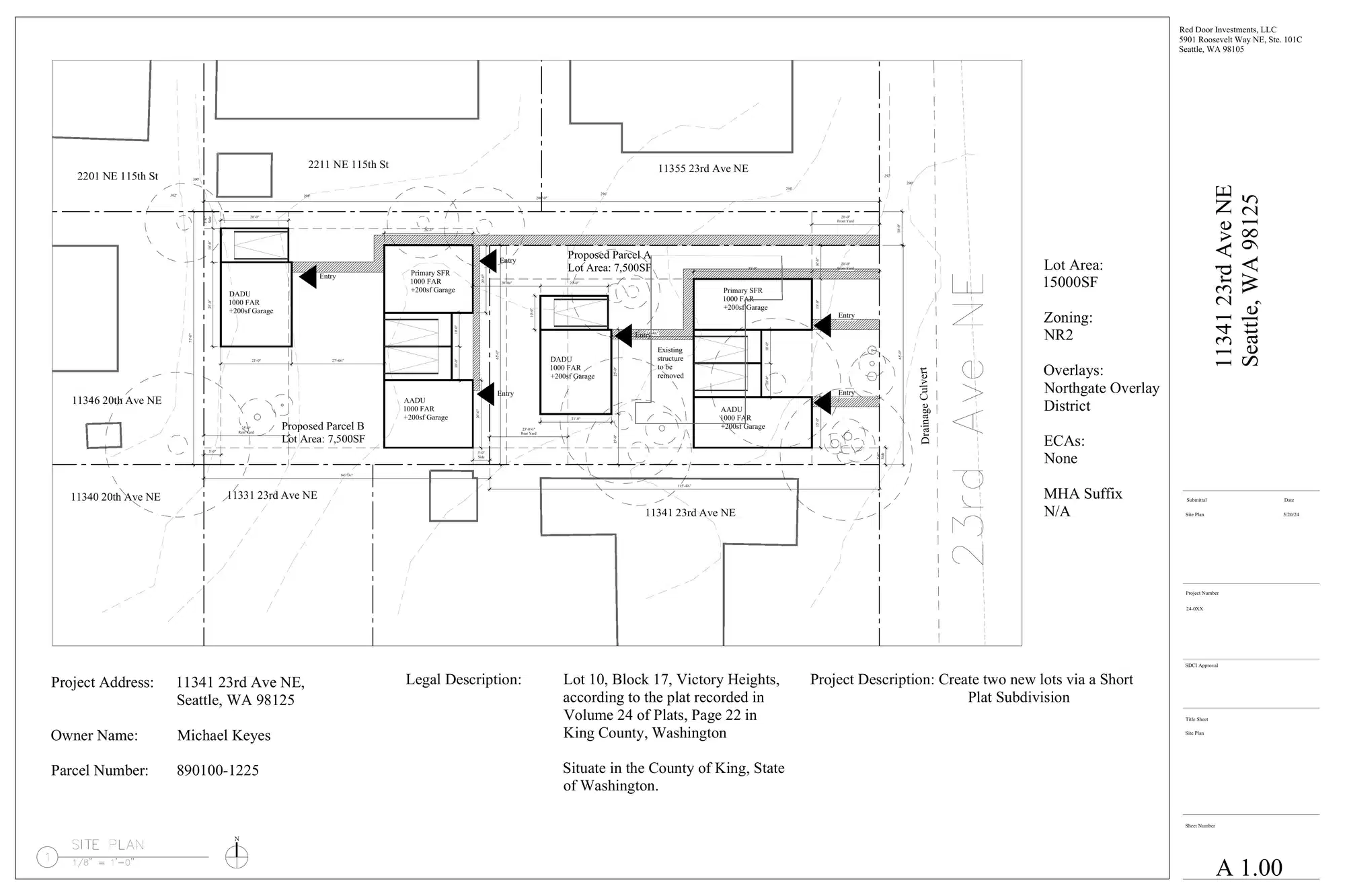 Site plan for 11341 23rd Ave NE