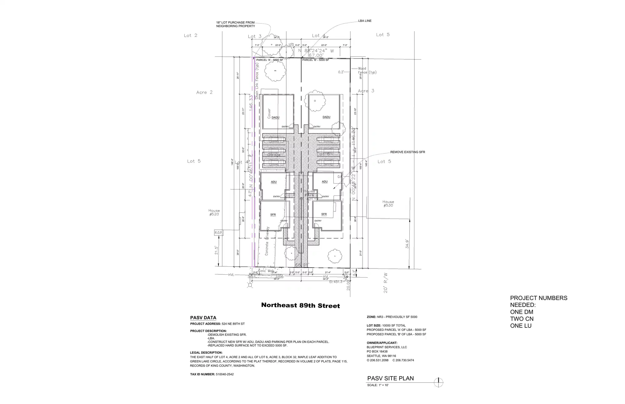 Site plan for 522 A NE 89th St