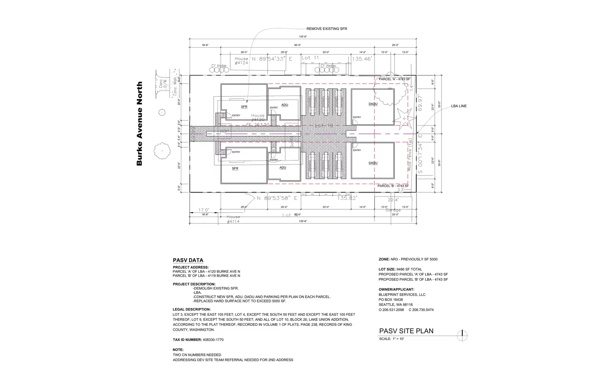 Site plan for 4122 Burke Ave N