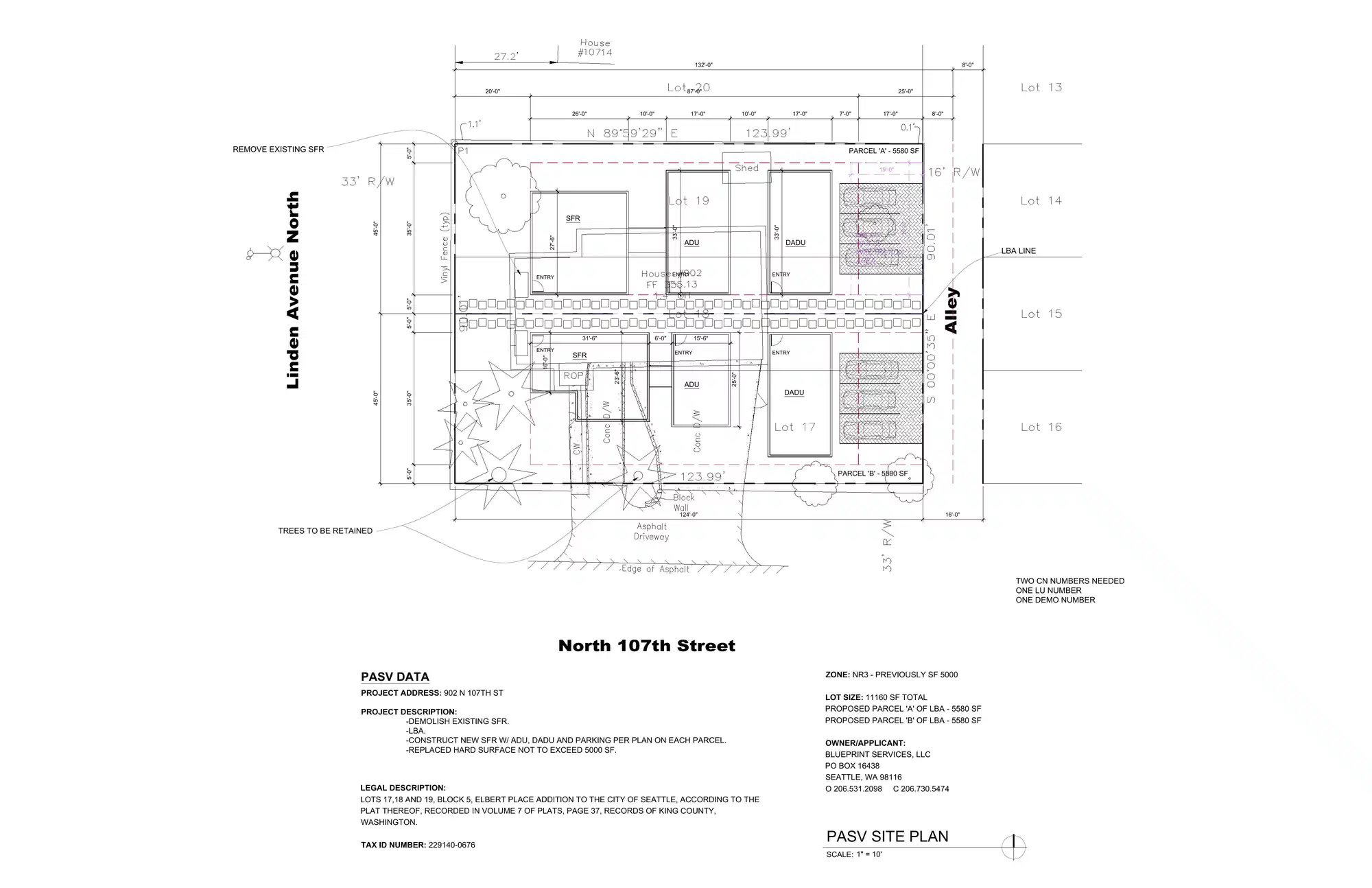 Site plan for 10702 Linden Ave N