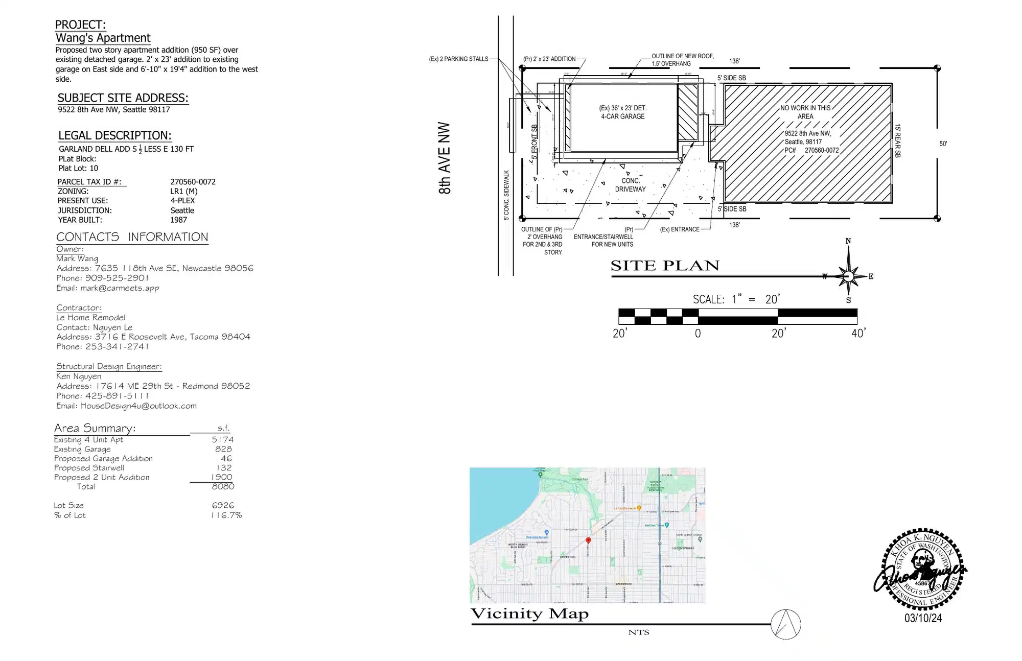Site plan for 9520 8th Ave NW