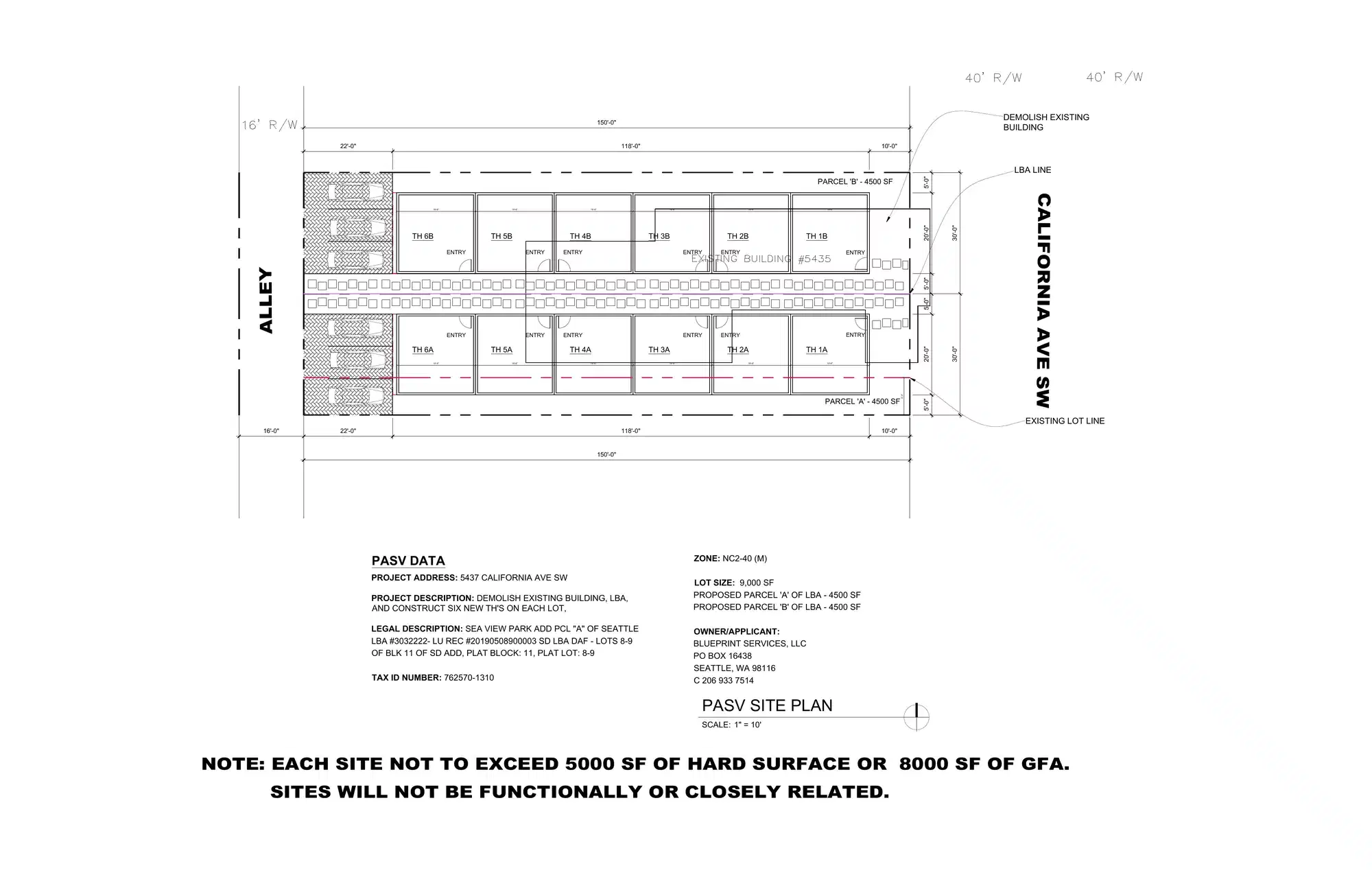 Site plan for 5437 California Ave SW