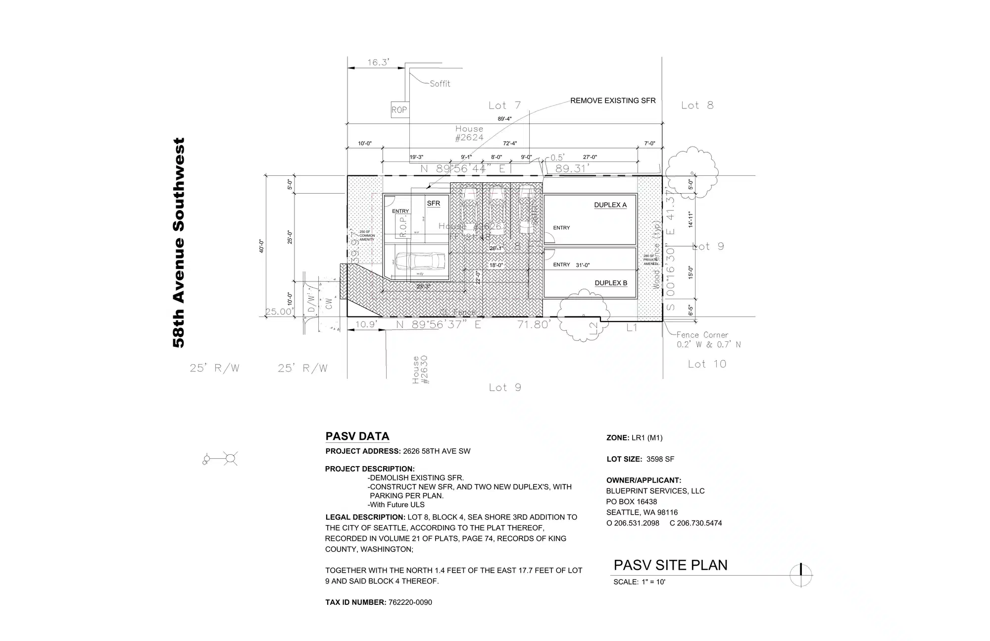 Site plan for 2628 58th Ave SW