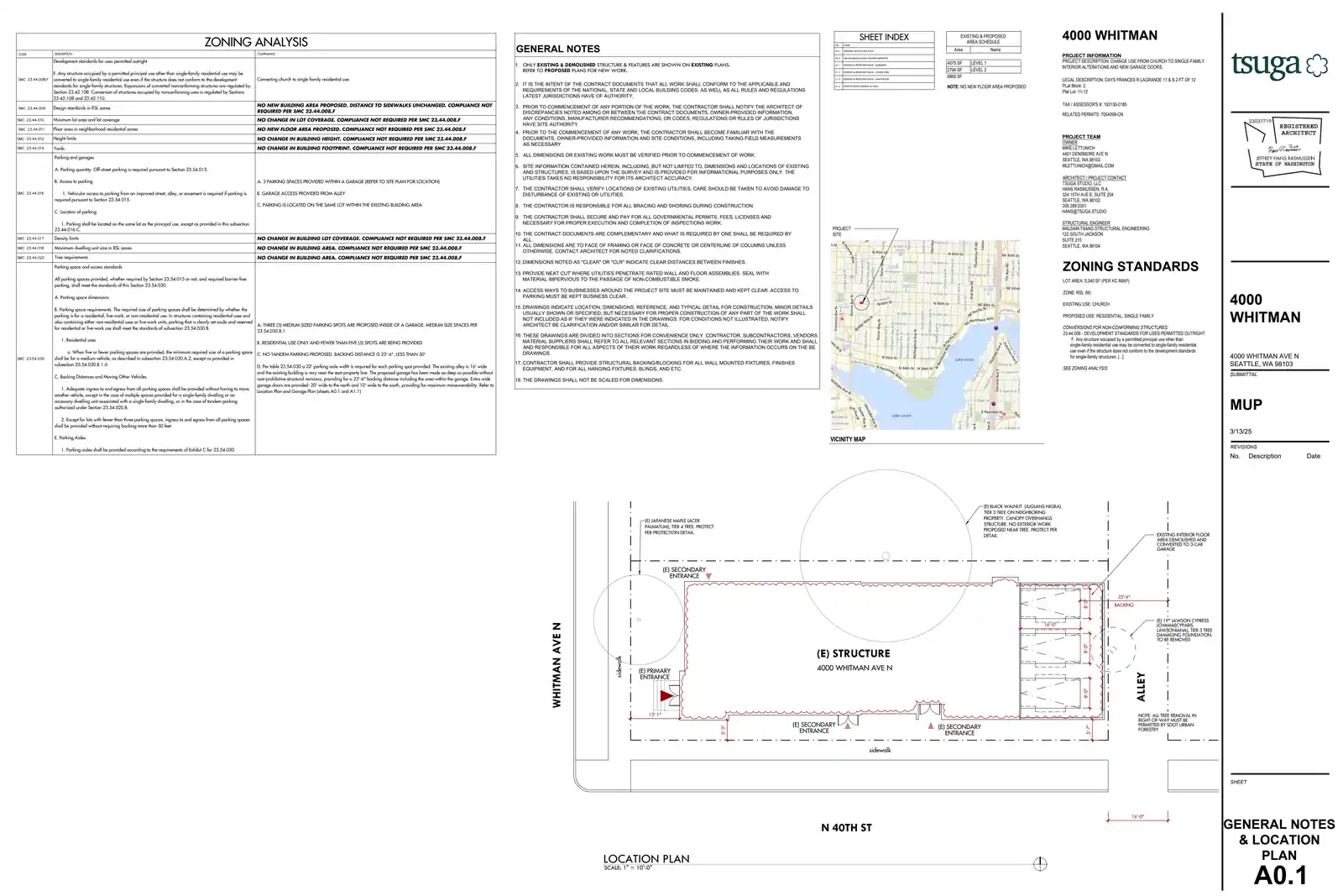 Site plan for 4000 Whitman Ave N
