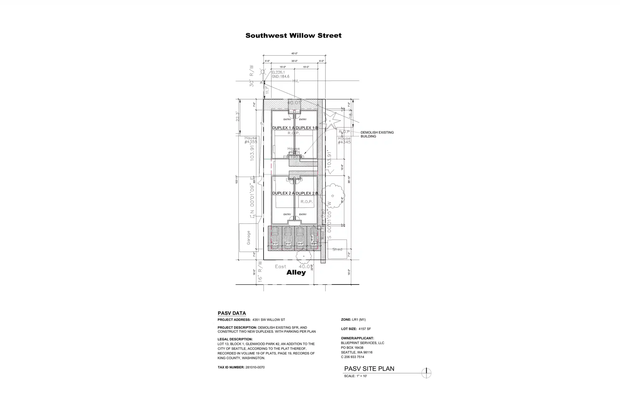 Site plan for 4351 SW Willow St