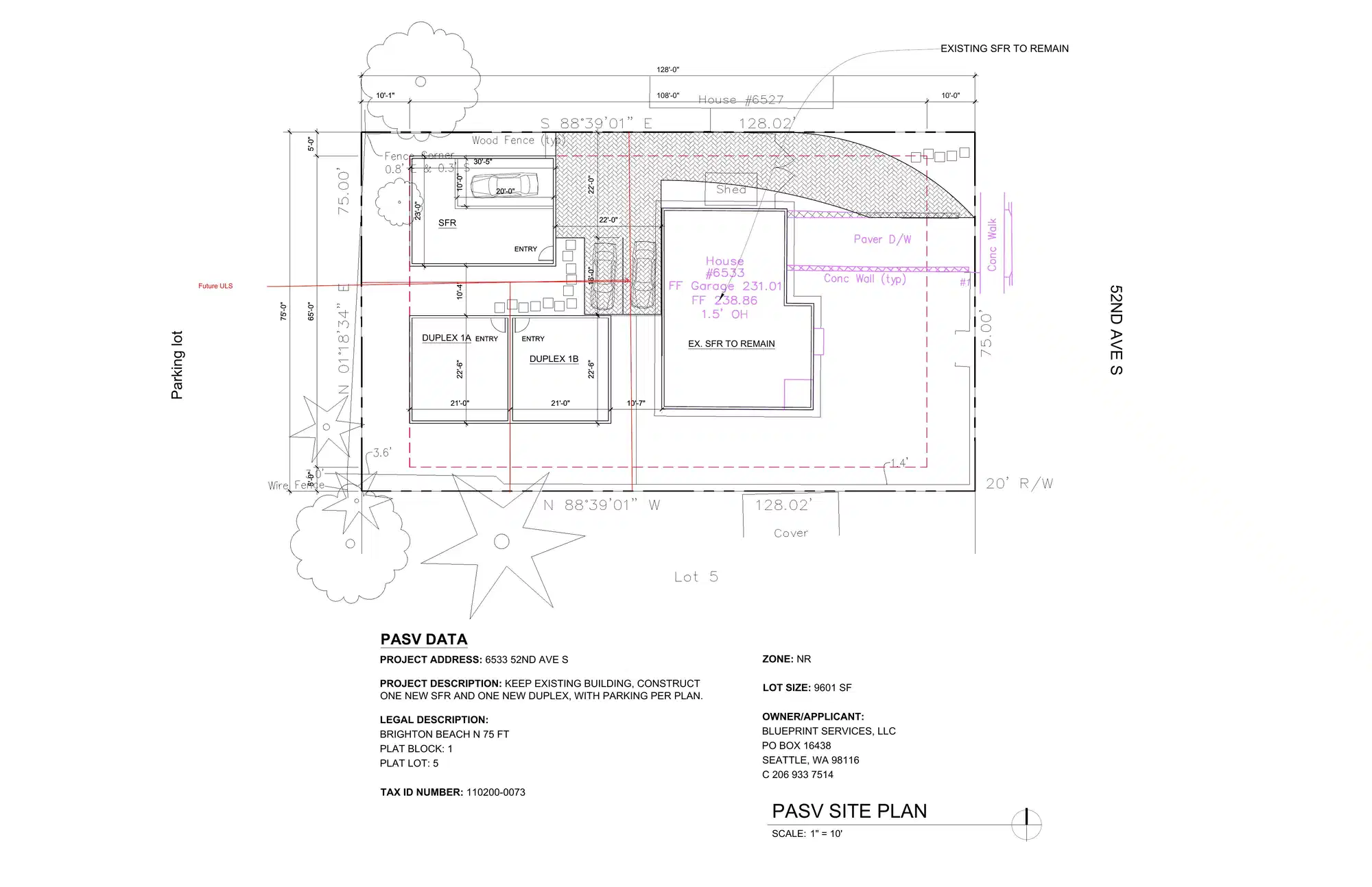 Site plan for 6533 52nd Ave S