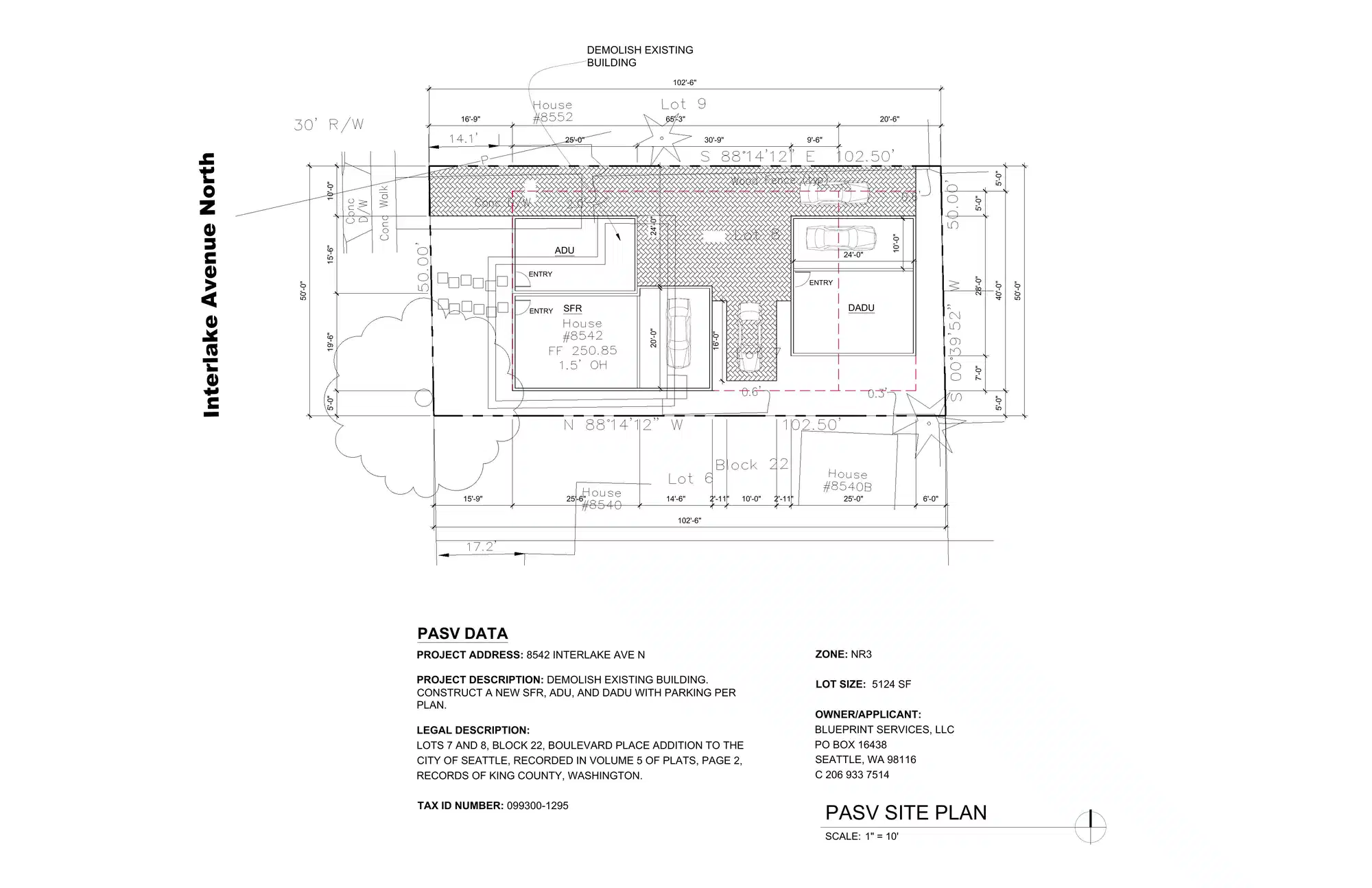 Site plan for 8542 Interlake Ave N