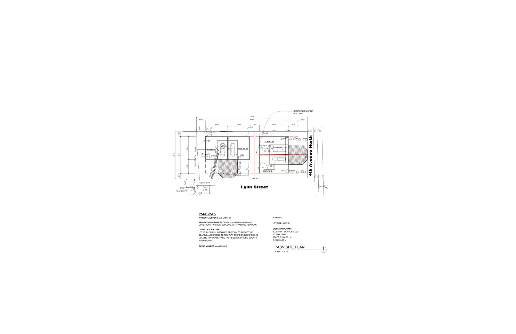 Site plan for 2301 4th Ave N