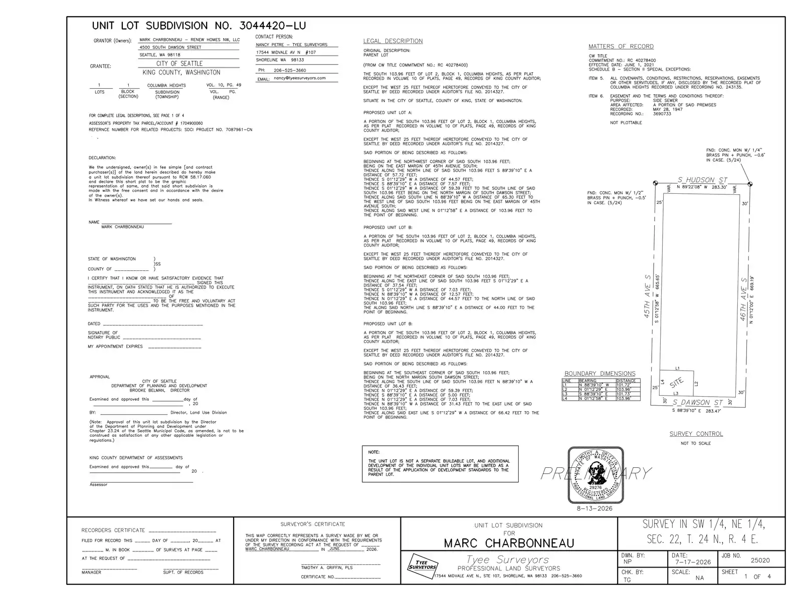 Site plan for 4500 S Dawson St