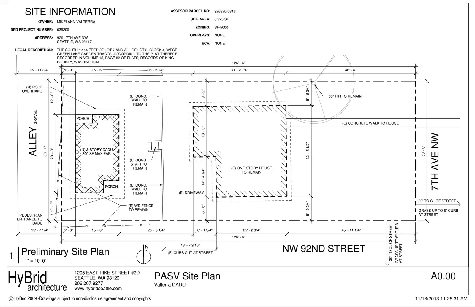 Site plan for 9201 7th Ave NW