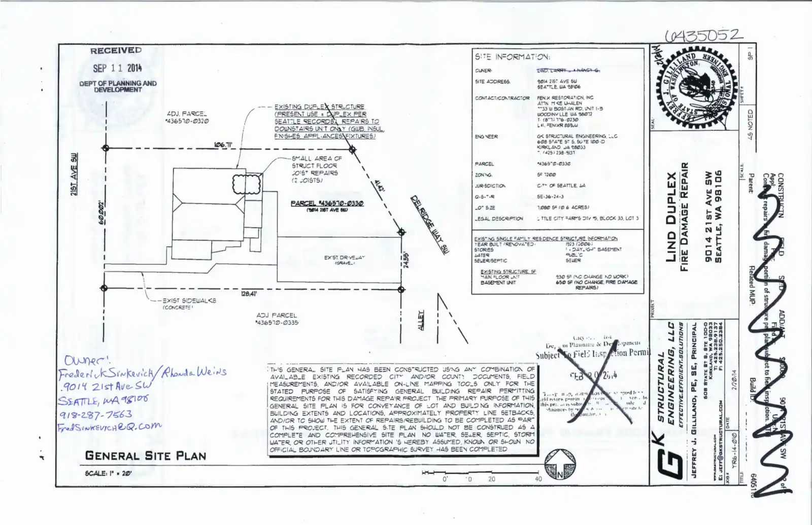 Site plan for 9014 21st Ave SW