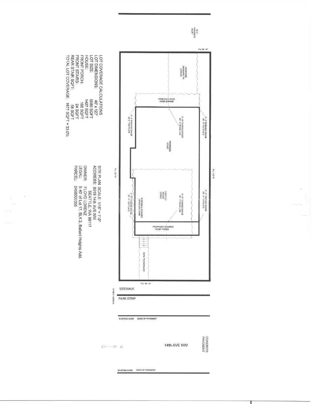 Site plan for 8019 14th Ave NW