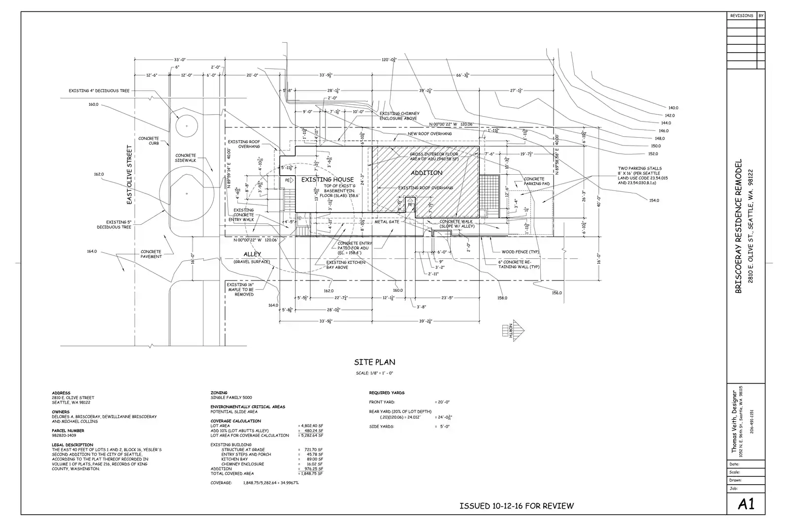 Site plan for 2810 E Olive St