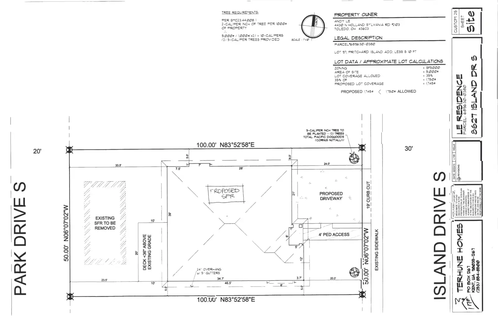 Site plan for 8627 Island Dr S