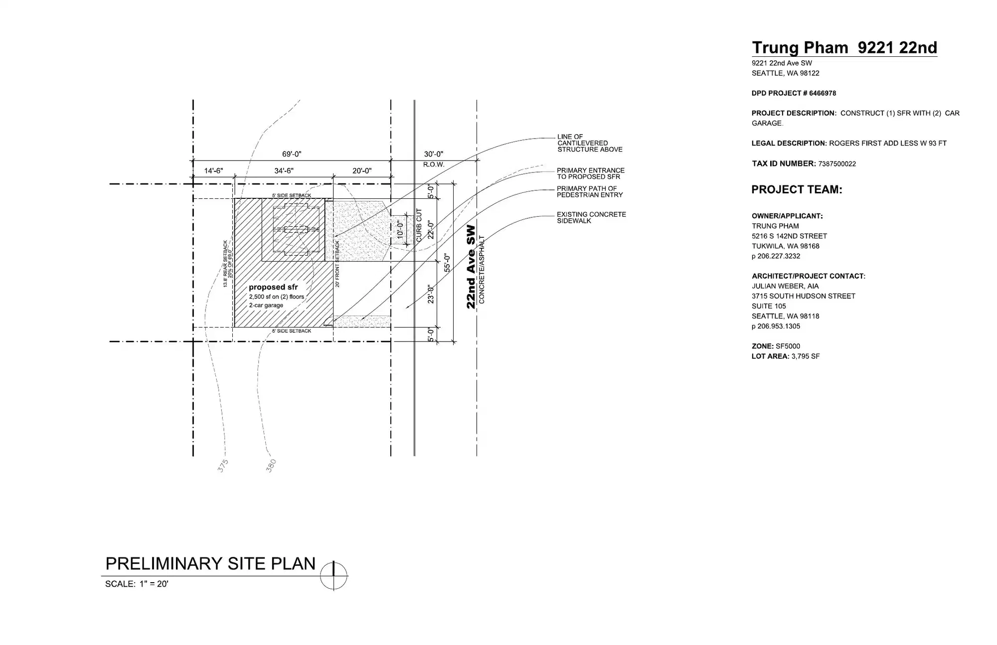Site plan for 9221 22nd Ave SW