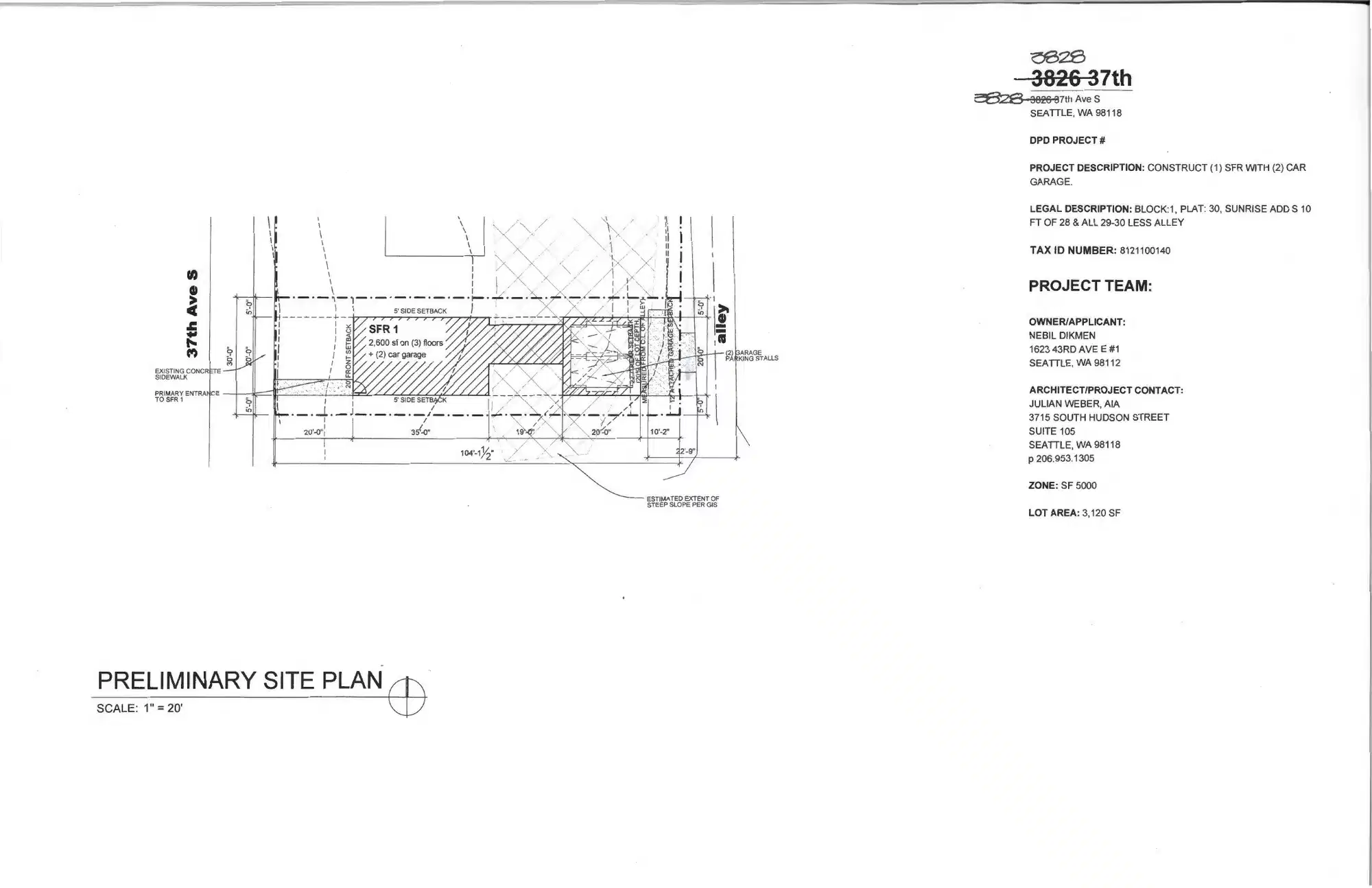Site plan for 3828 37th Ave S