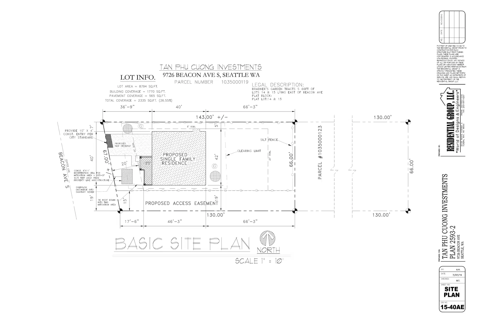Site plan for 9726 Beacon Ave S