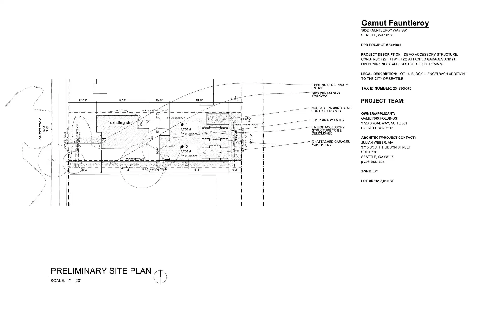 Site plan for 5654 Fauntleroy Way SW