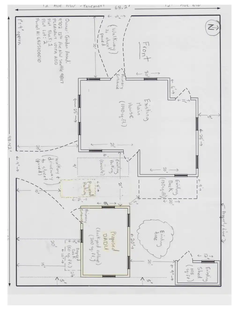 Site plan for 9702 12th Ave NW