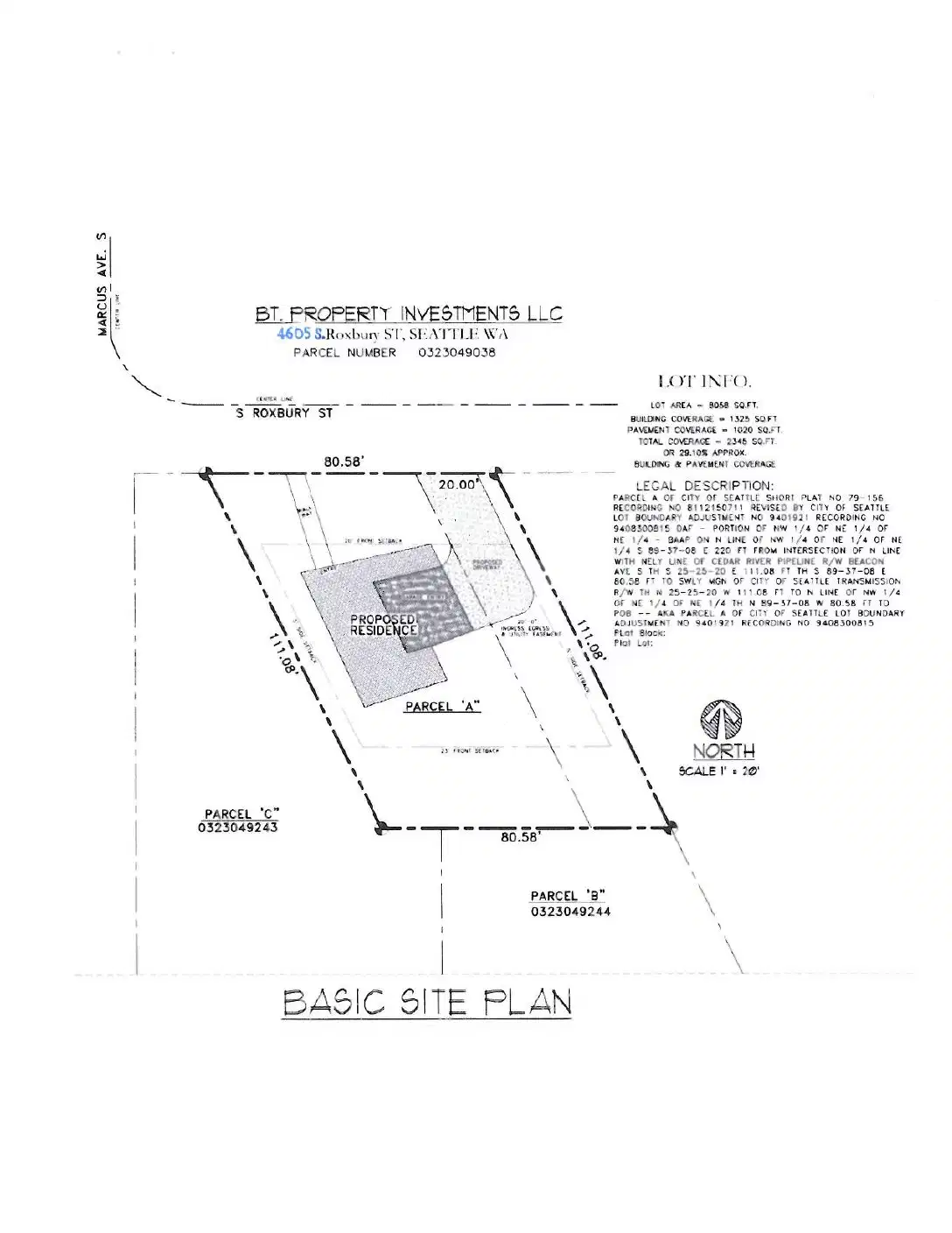 Site plan for 4605 S Roxbury St