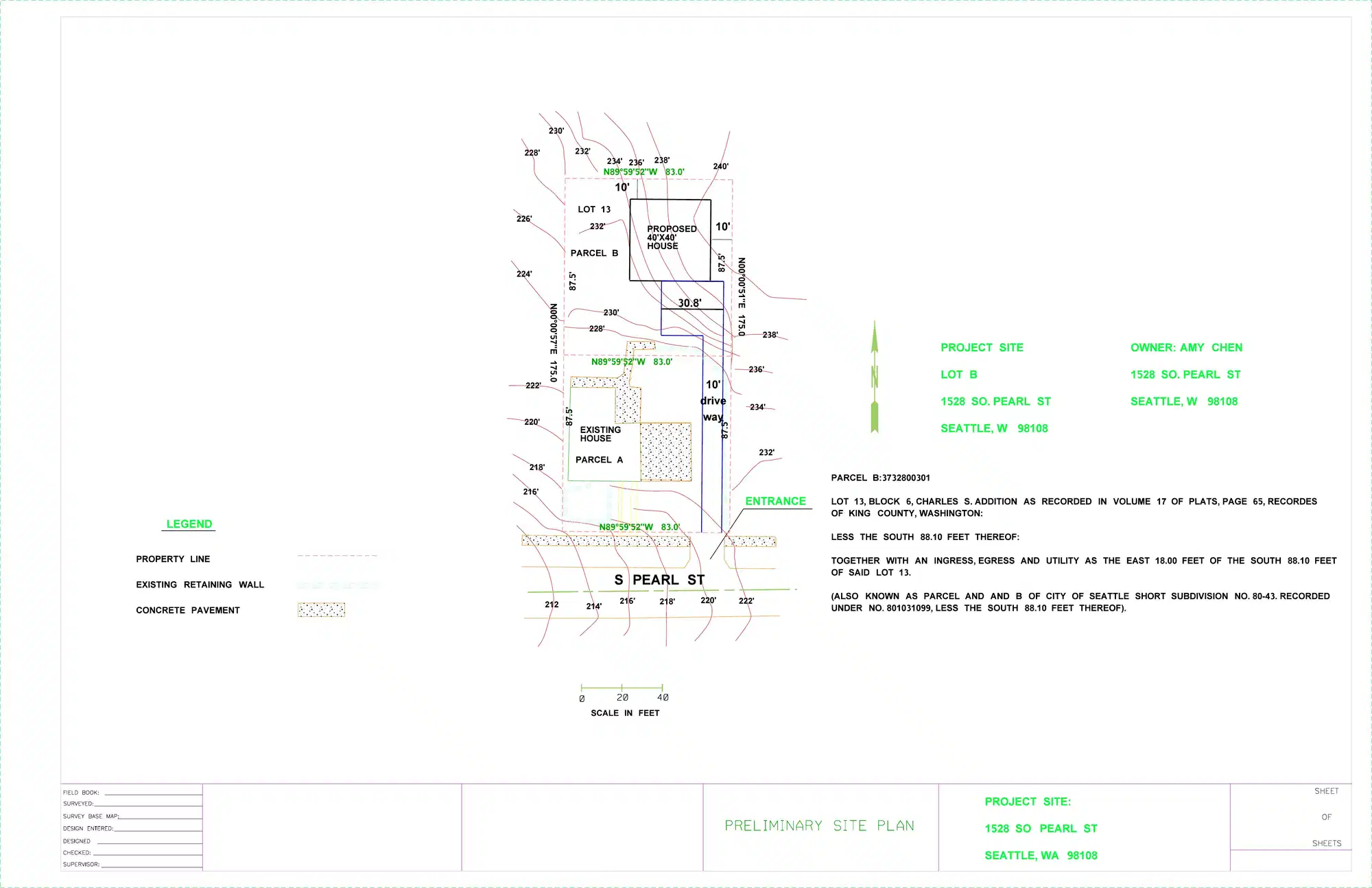 Site plan for 1528 S Pearl St