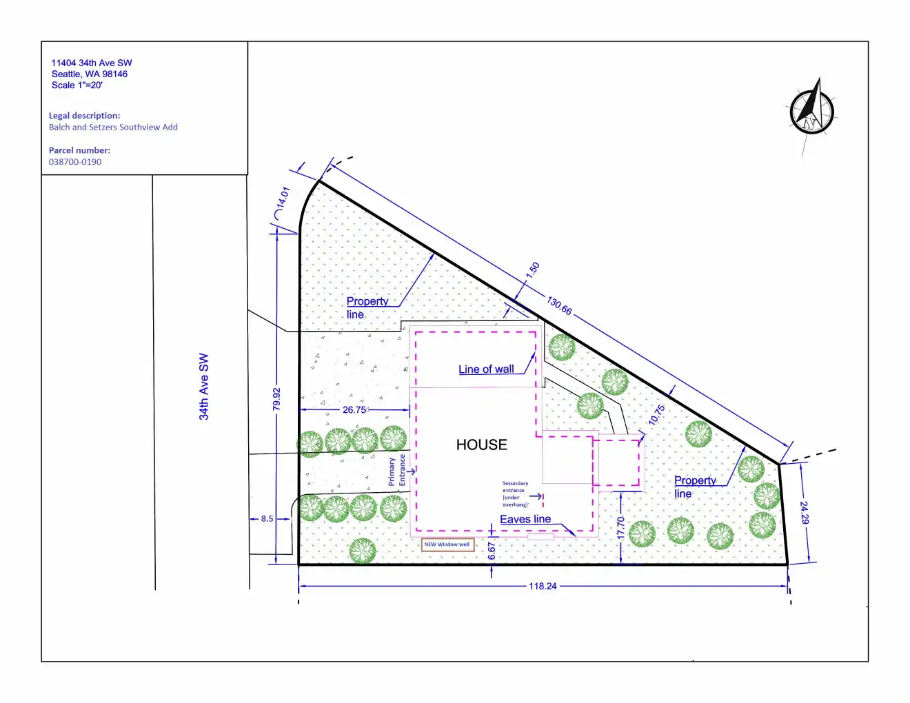 Site plan for 11404 34th Ave SW