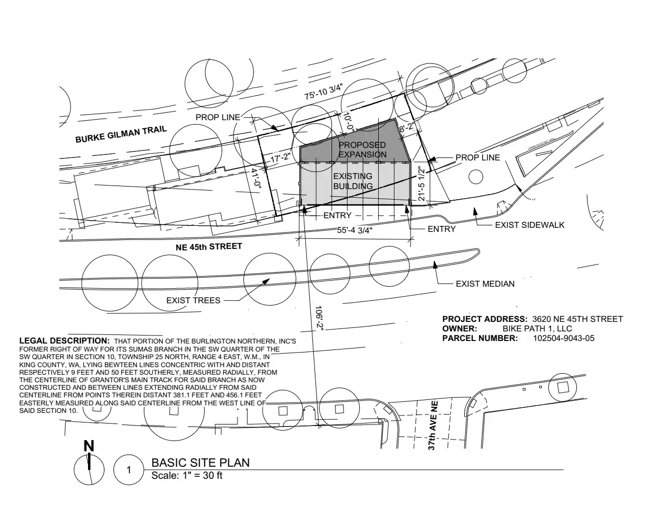 Site plan for 3620 NE 45th St