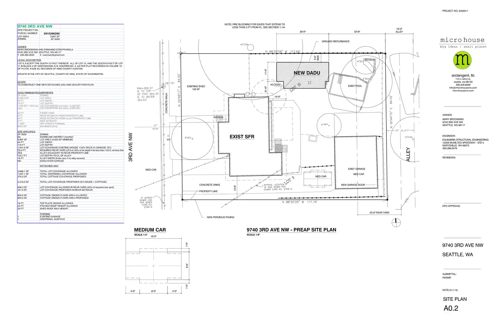 Site plan for 9740 3rd Ave NW