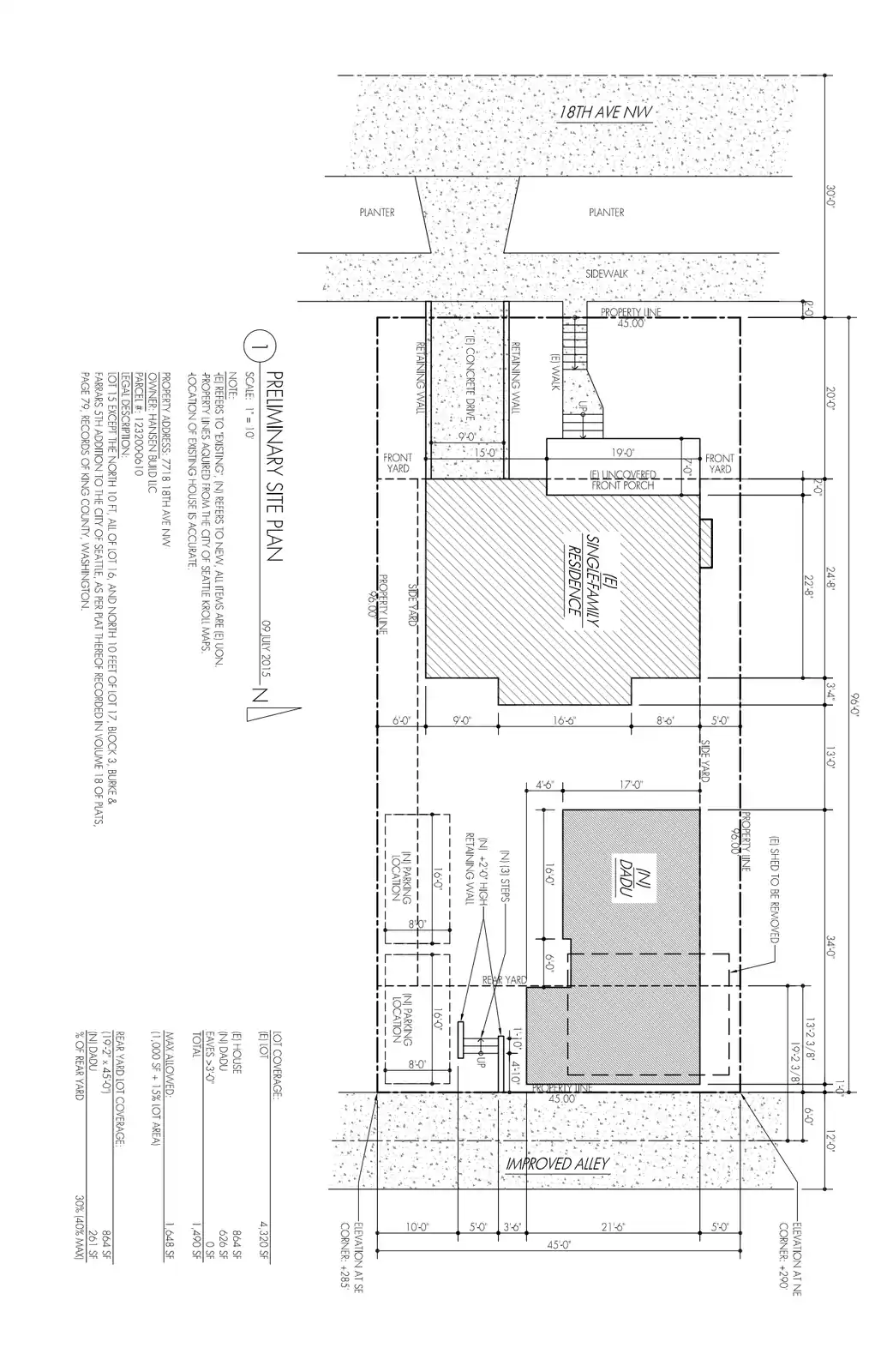 Site plan for 7718 18th Ave NW
