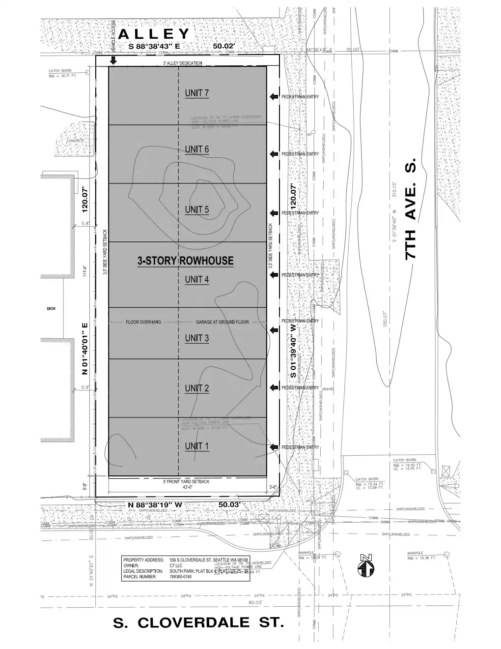 Site plan for 556 S Cloverdale St