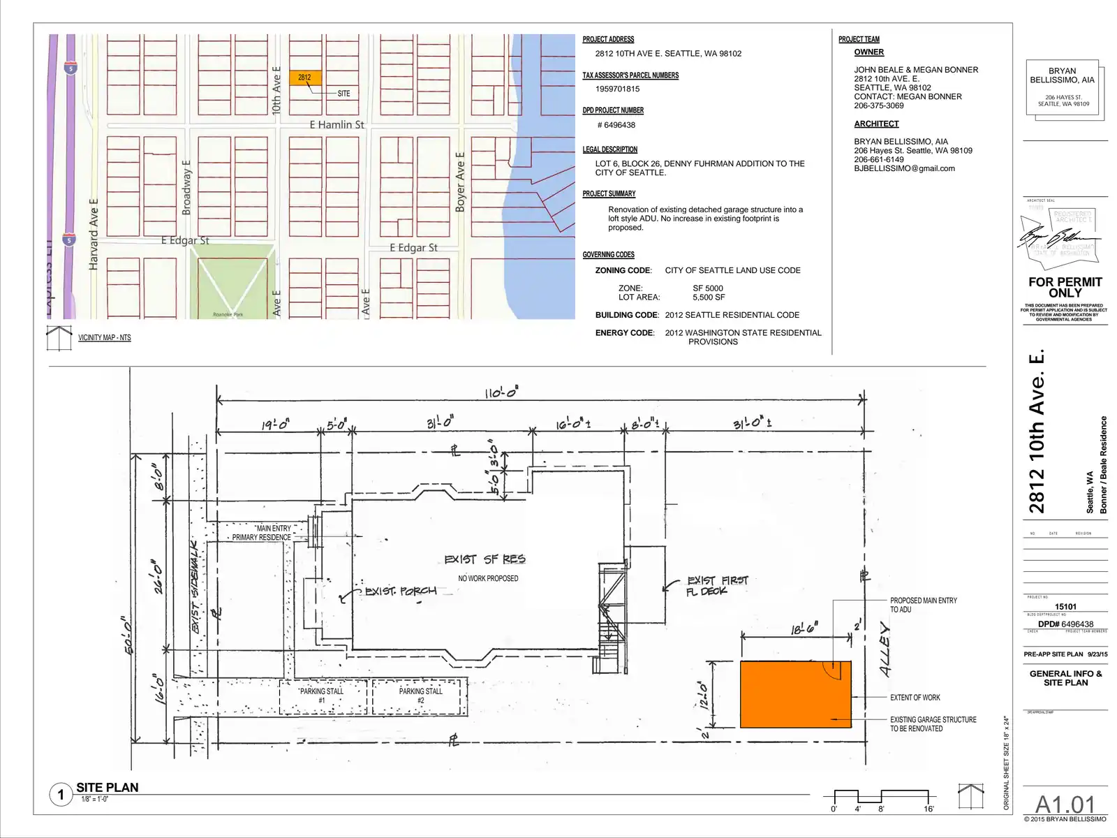 Site plan for 2812 10th Ave E