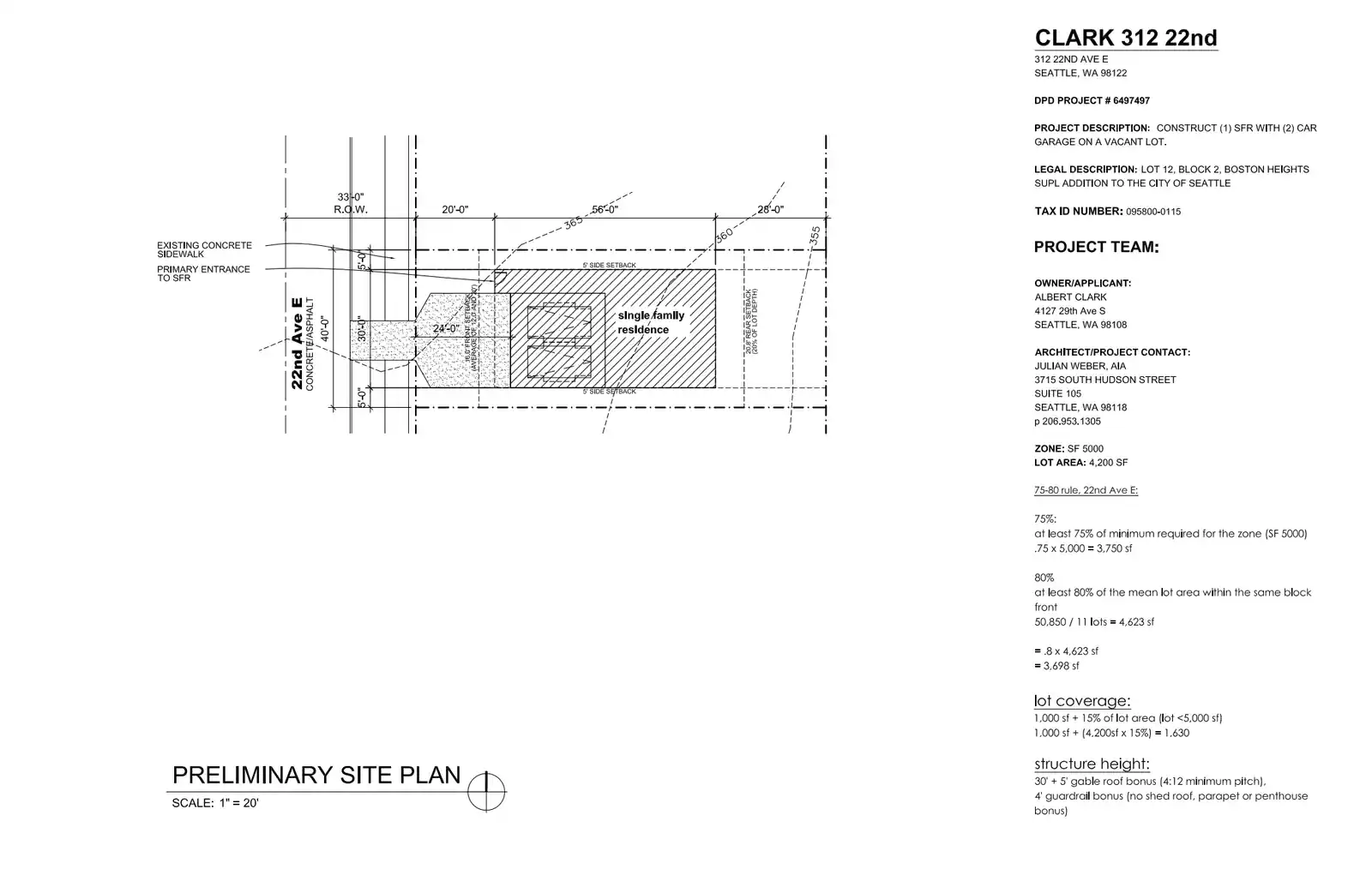 Site plan for 312 22nd Ave E