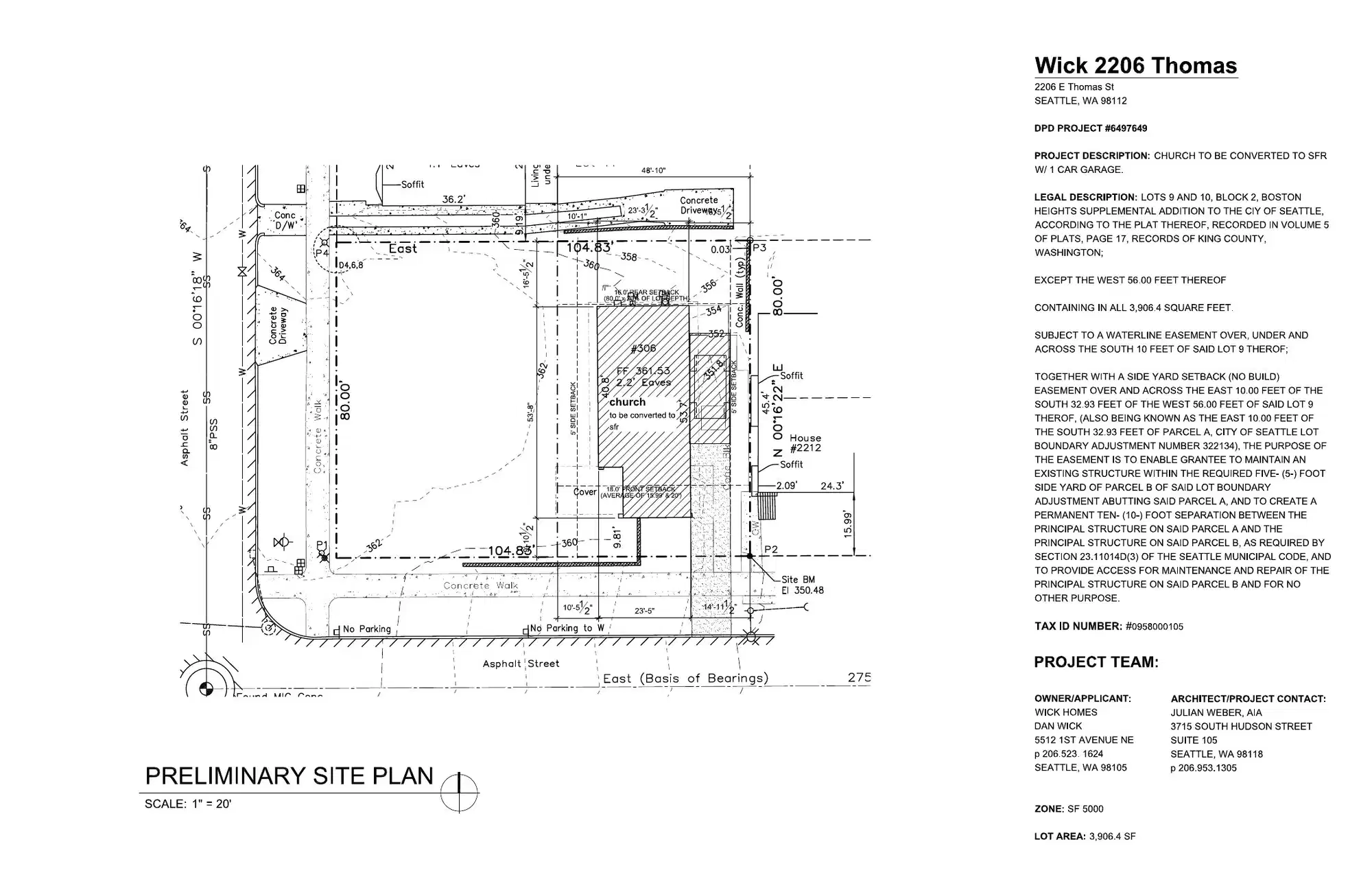 Site plan for 2206 E Thomas St