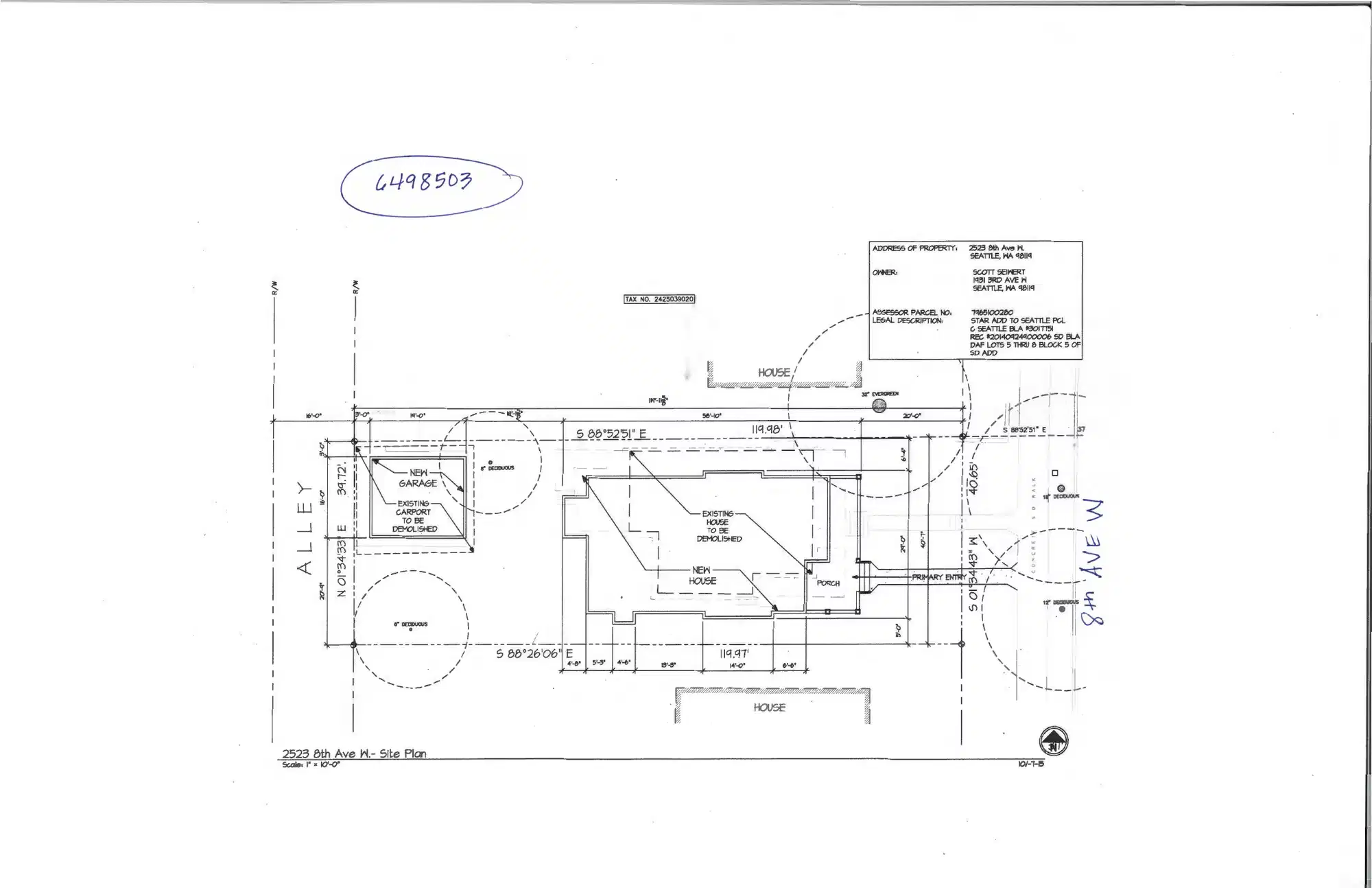 Site plan for 2523 8th Ave W