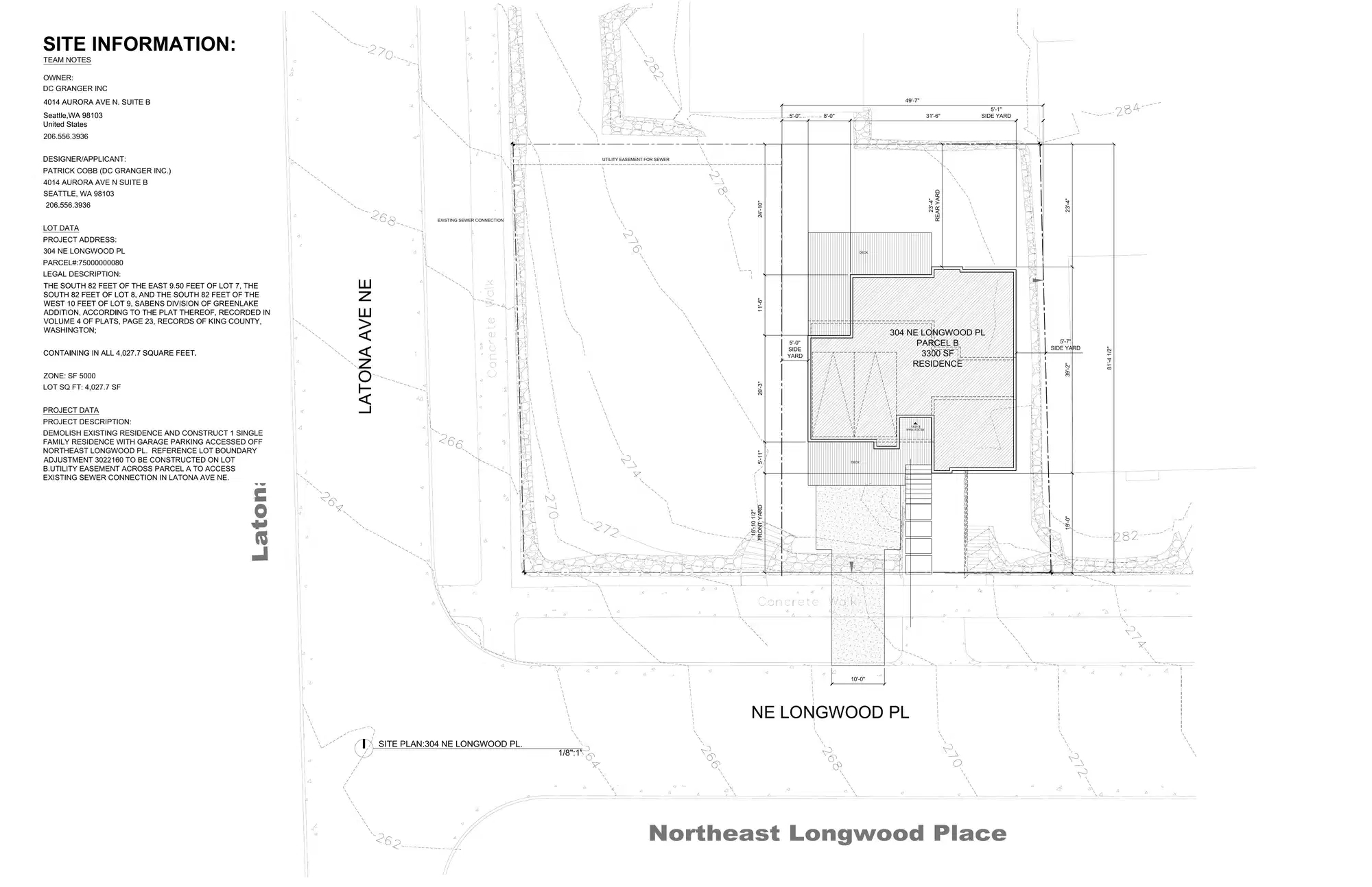 Site plan for 308 NE Longwood Pl