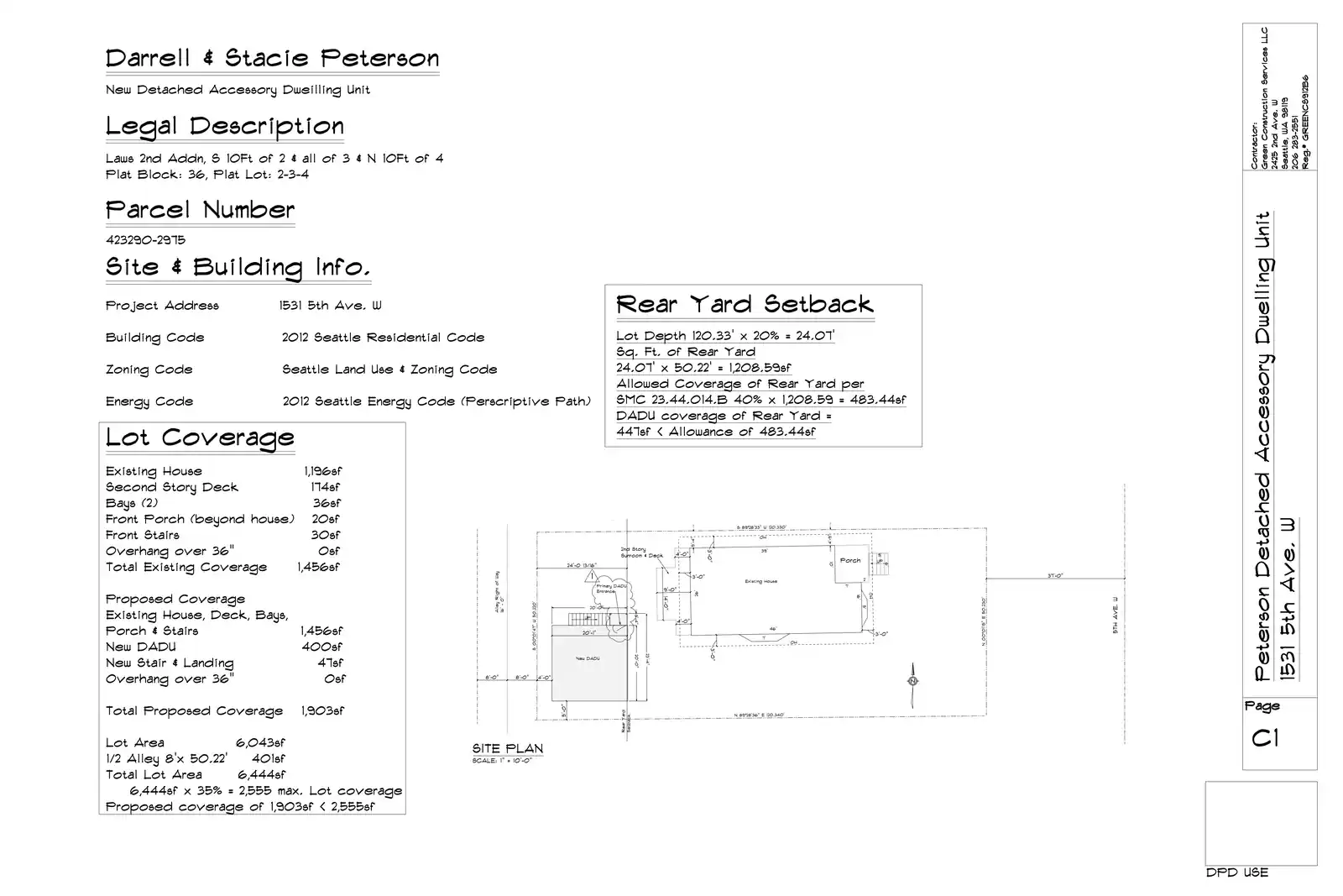 Site plan for 1531 5th Ave W
