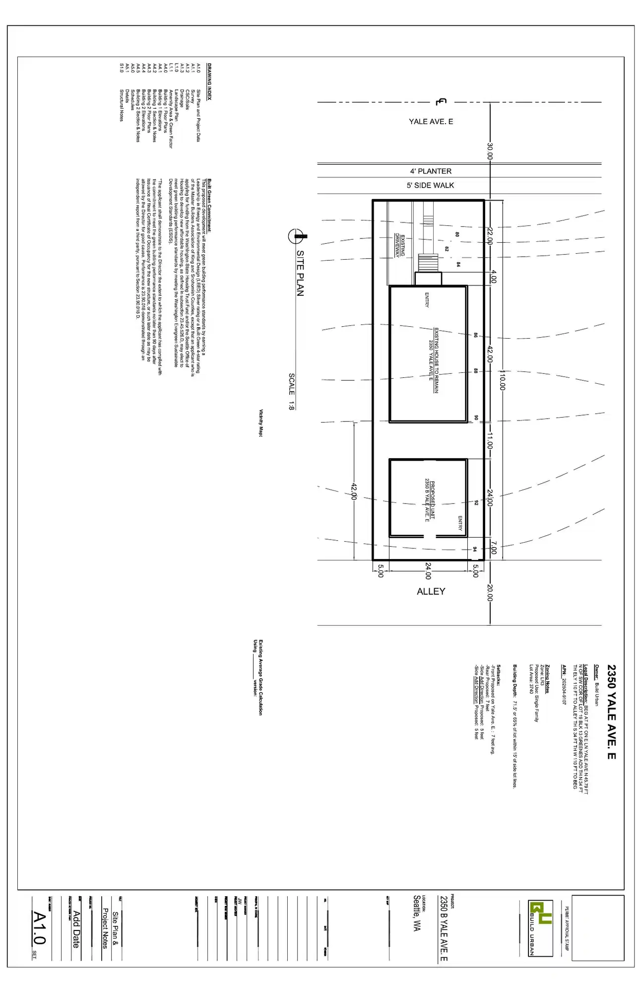 Site plan for 2350 B Yale Ave E