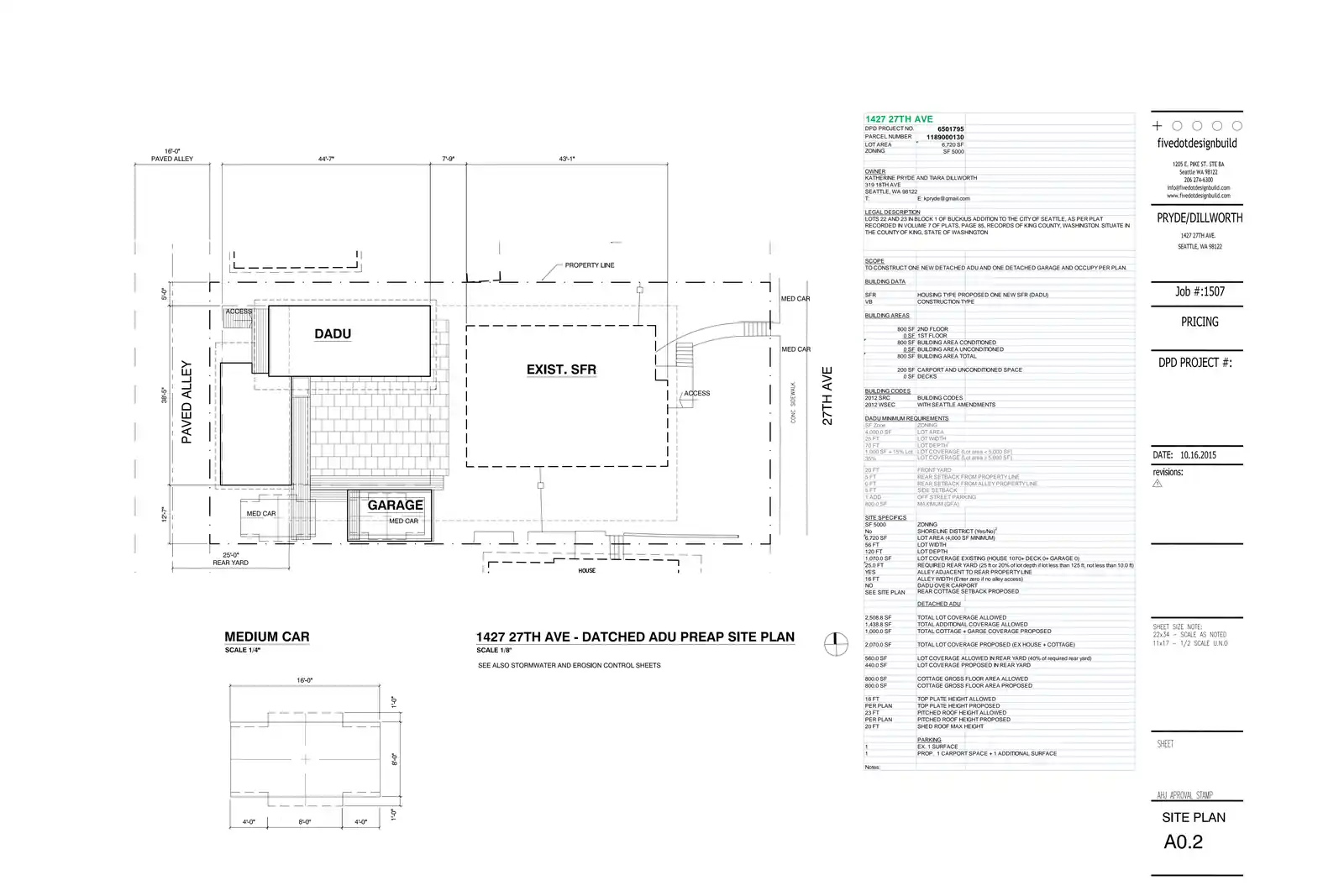 Site plan for 1427 27th Ave