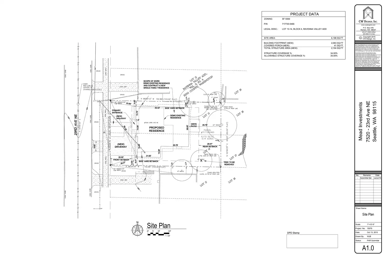 Site plan for 7520 23rd Ave NE