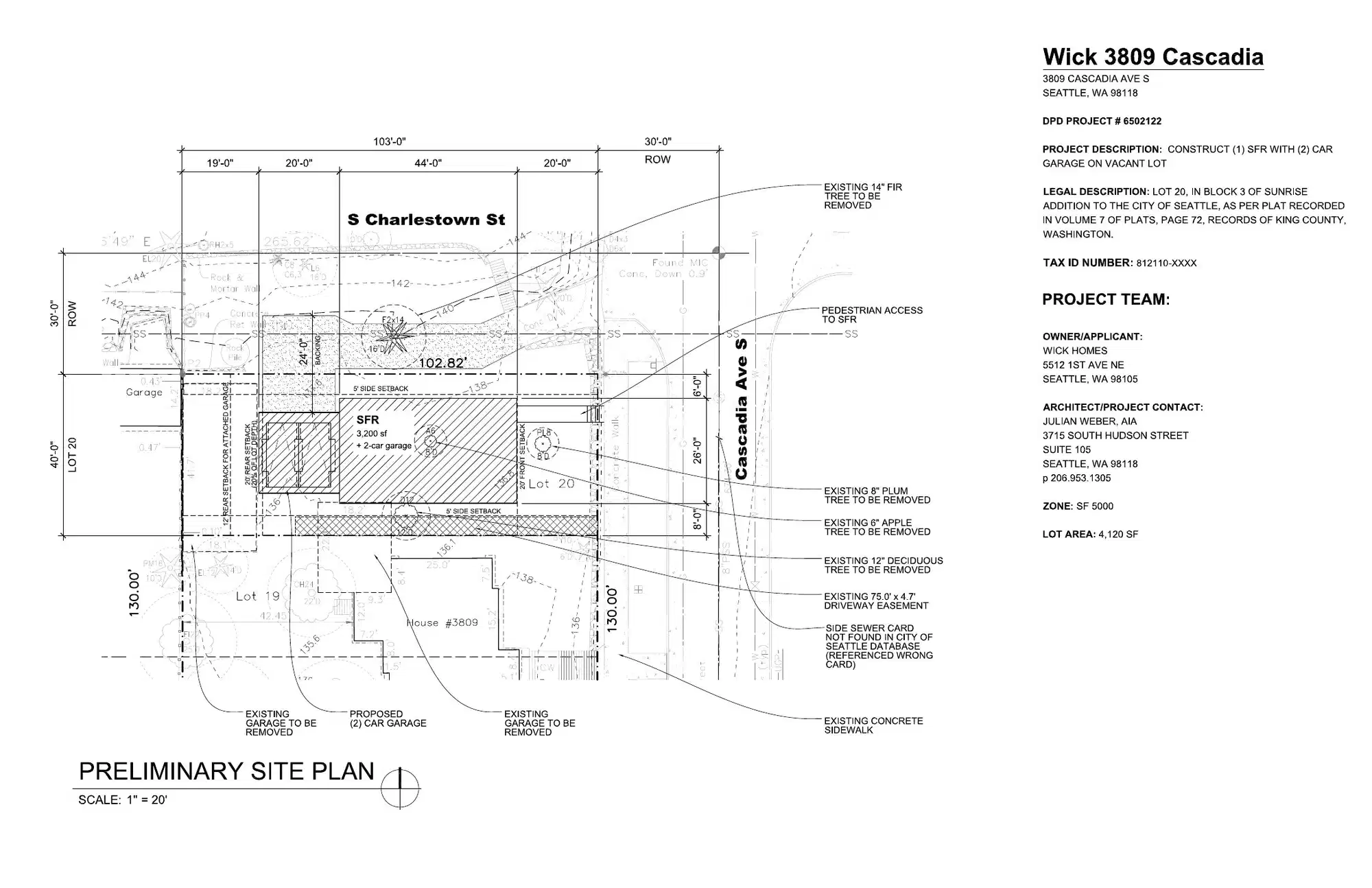 Site plan for 3803 Cascadia Ave S