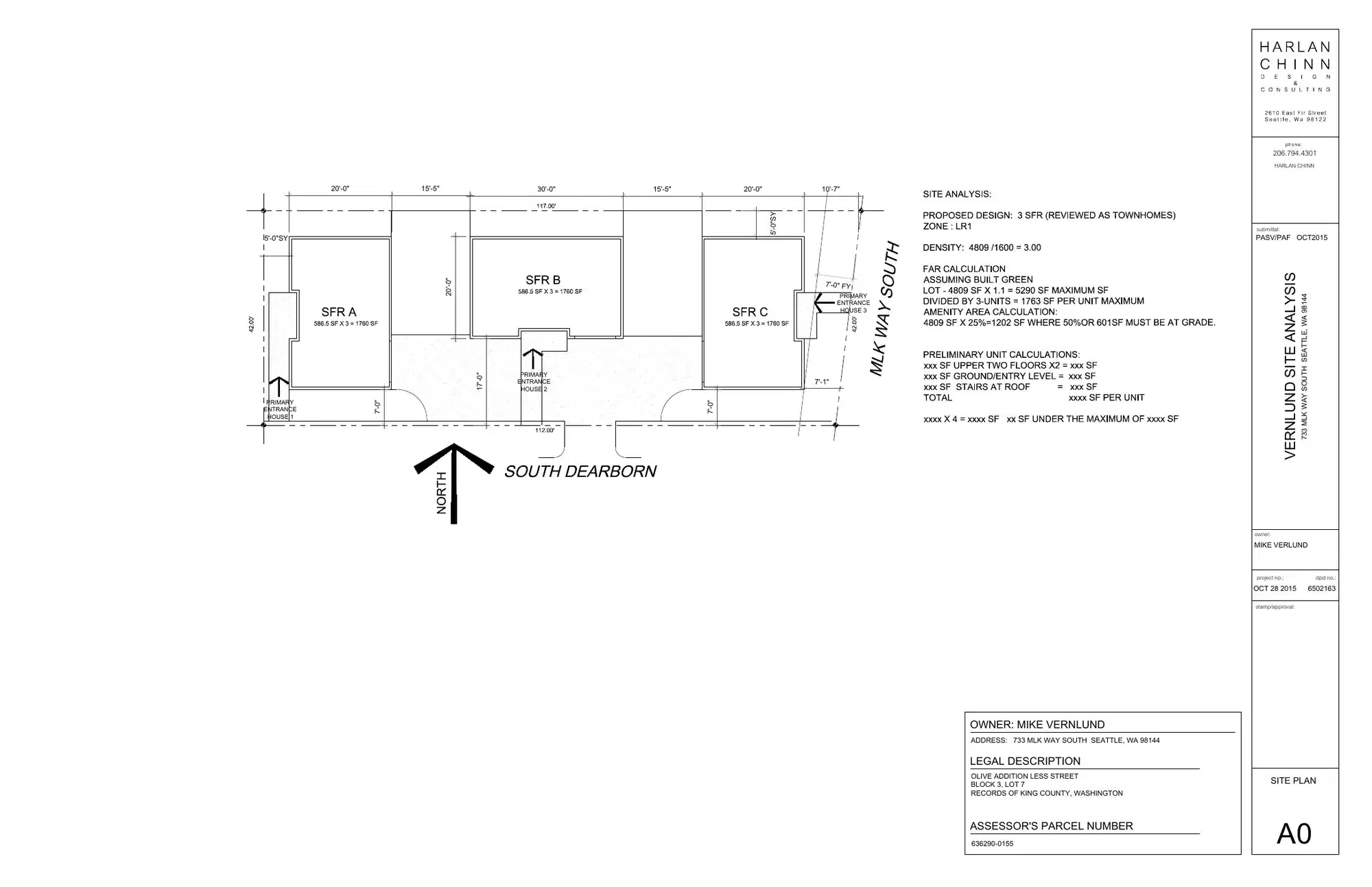Site plan for 2614 S Dearborn St