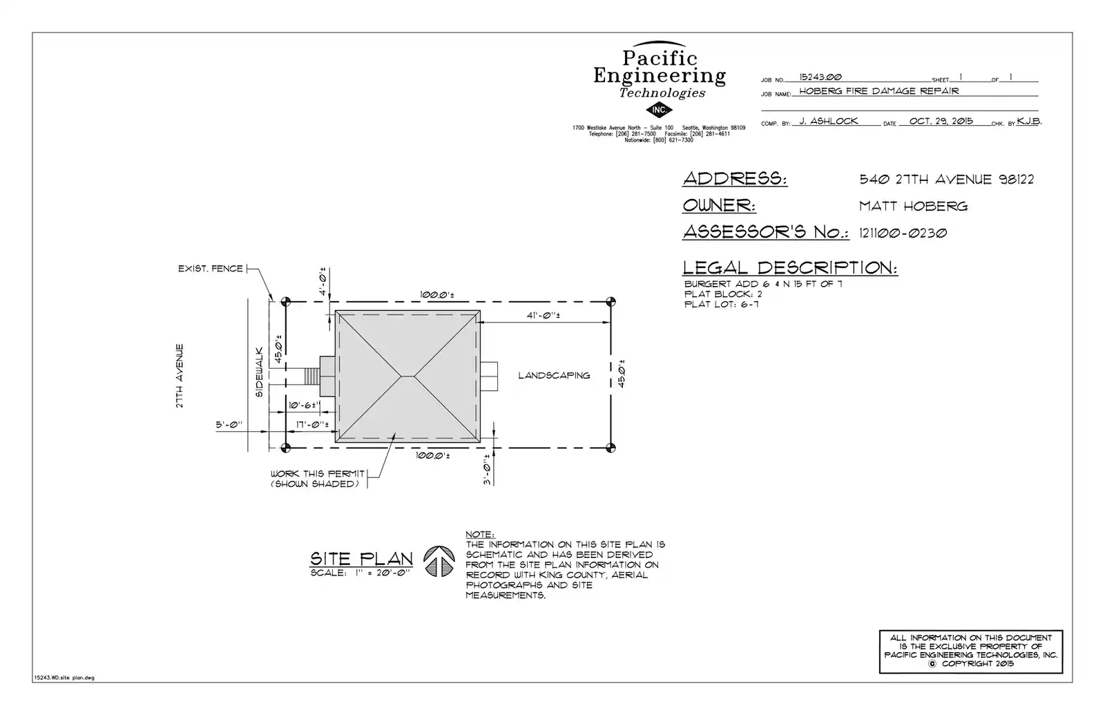Site plan for 540 27th Ave