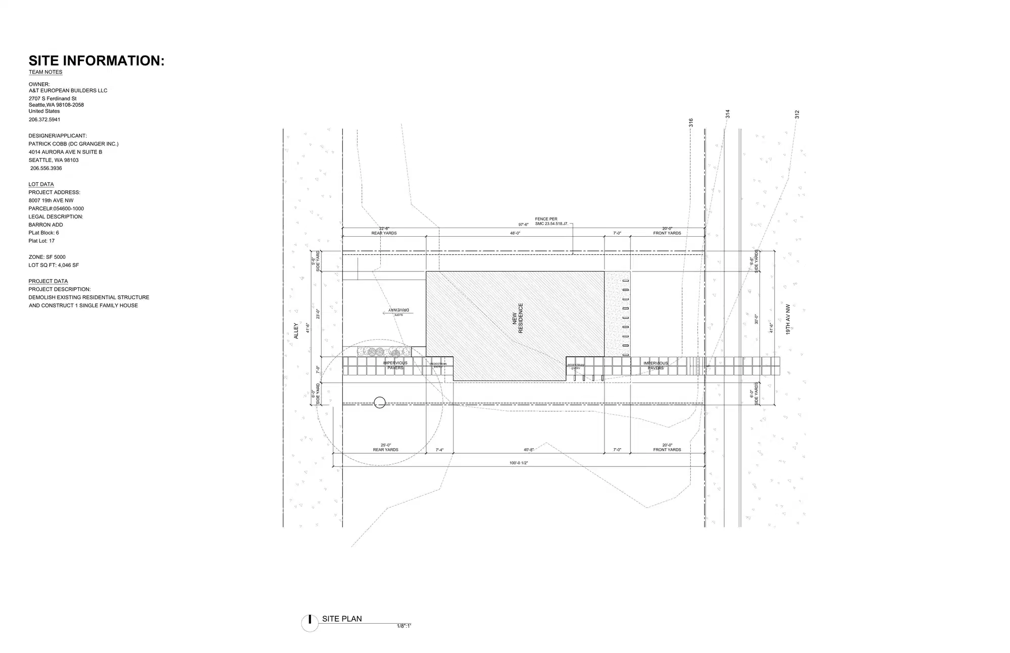 Site plan for 8007 19th Ave NW