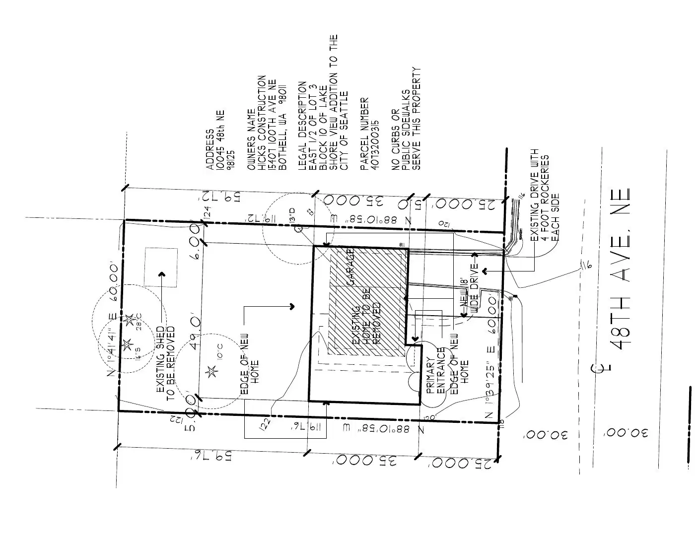 Site plan for 10045 48th Ave NE