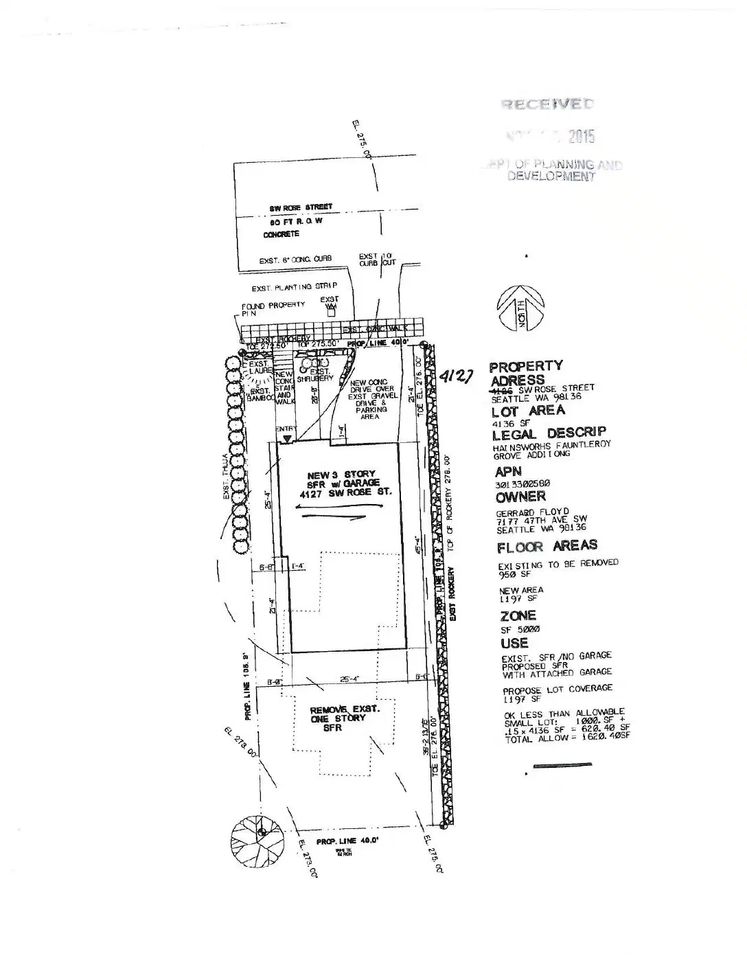 Site plan for 4127 SW Rose St